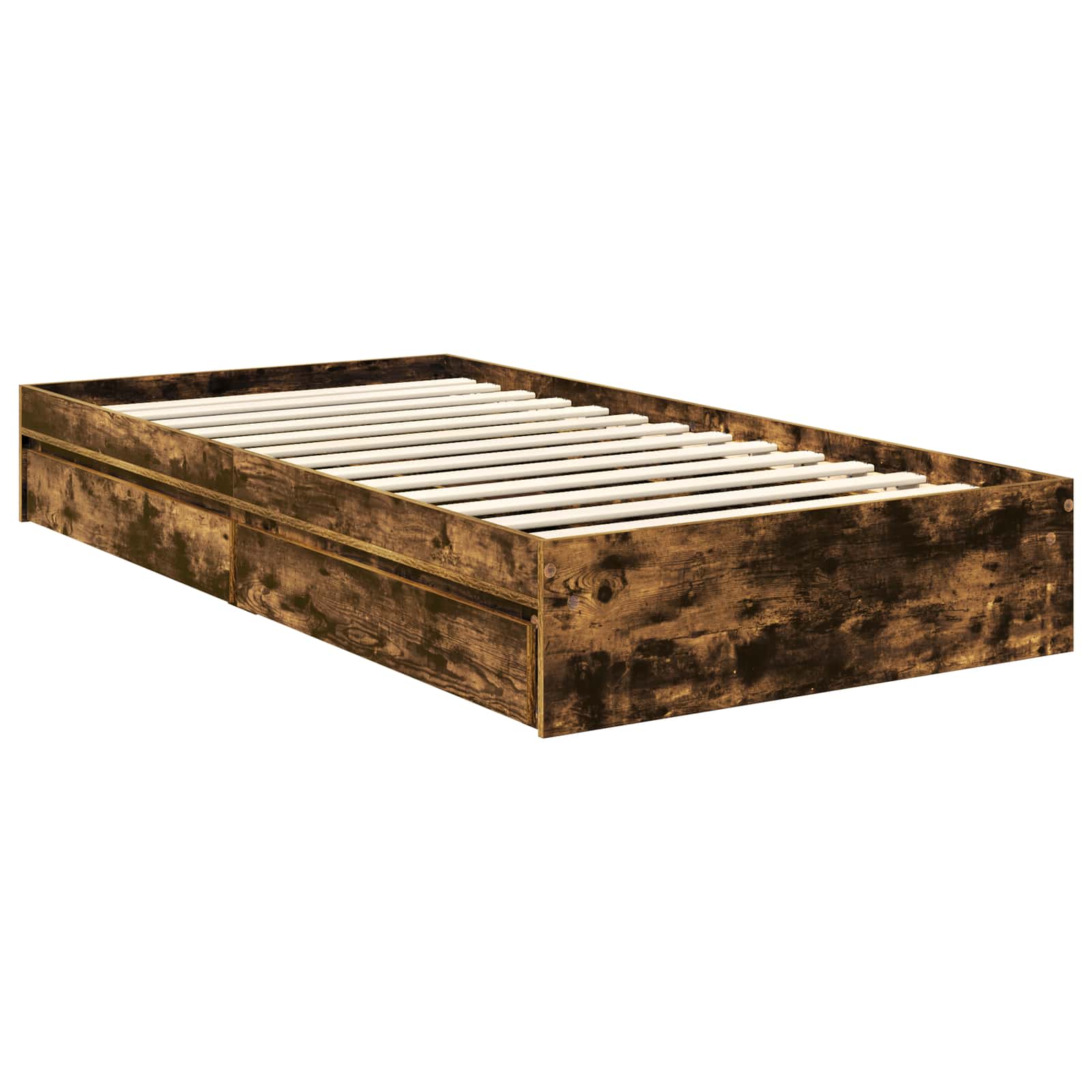 Opslag bed met lade Gerookt eiken 90 x 190 cm Bewerkt hout is nu te koop bij PeponiXL, paradijselijk wonen!