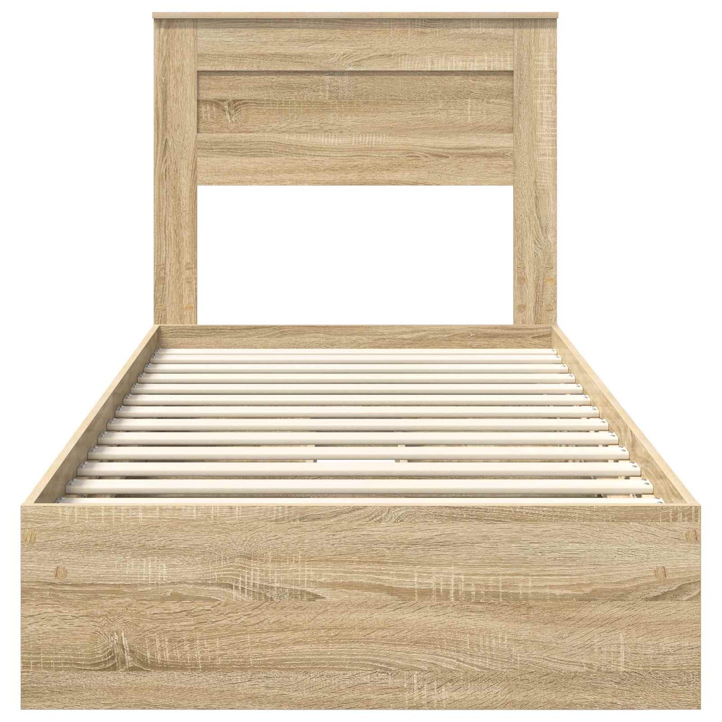 Opslag bed met hoofdeinde Sonoma Eiken 90 x 200 cm Bewerkt hout is nu te koop bij PeponiXL, paradijselijk wonen!