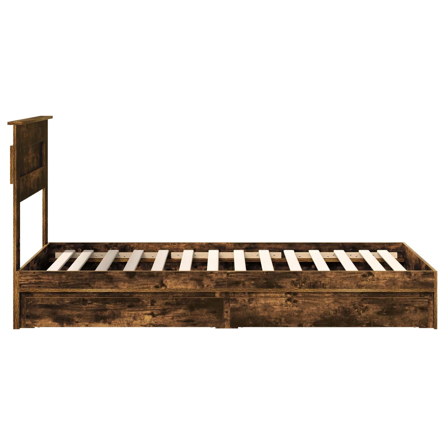 Opslag bed met lade Gerookt eiken 90 x 200 cm Bewerkt hout is nu te koop bij PeponiXL, paradijselijk wonen!