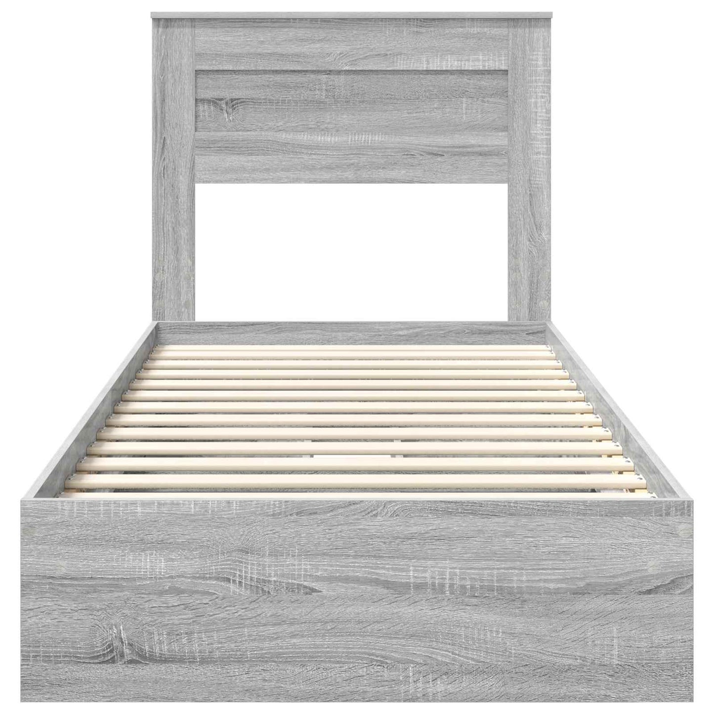 Opslag bed met hoofdeinde Grijs Sonoma 90 x 200 cm Bewerkt hout is nu te koop bij PeponiXL, paradijselijk wonen!