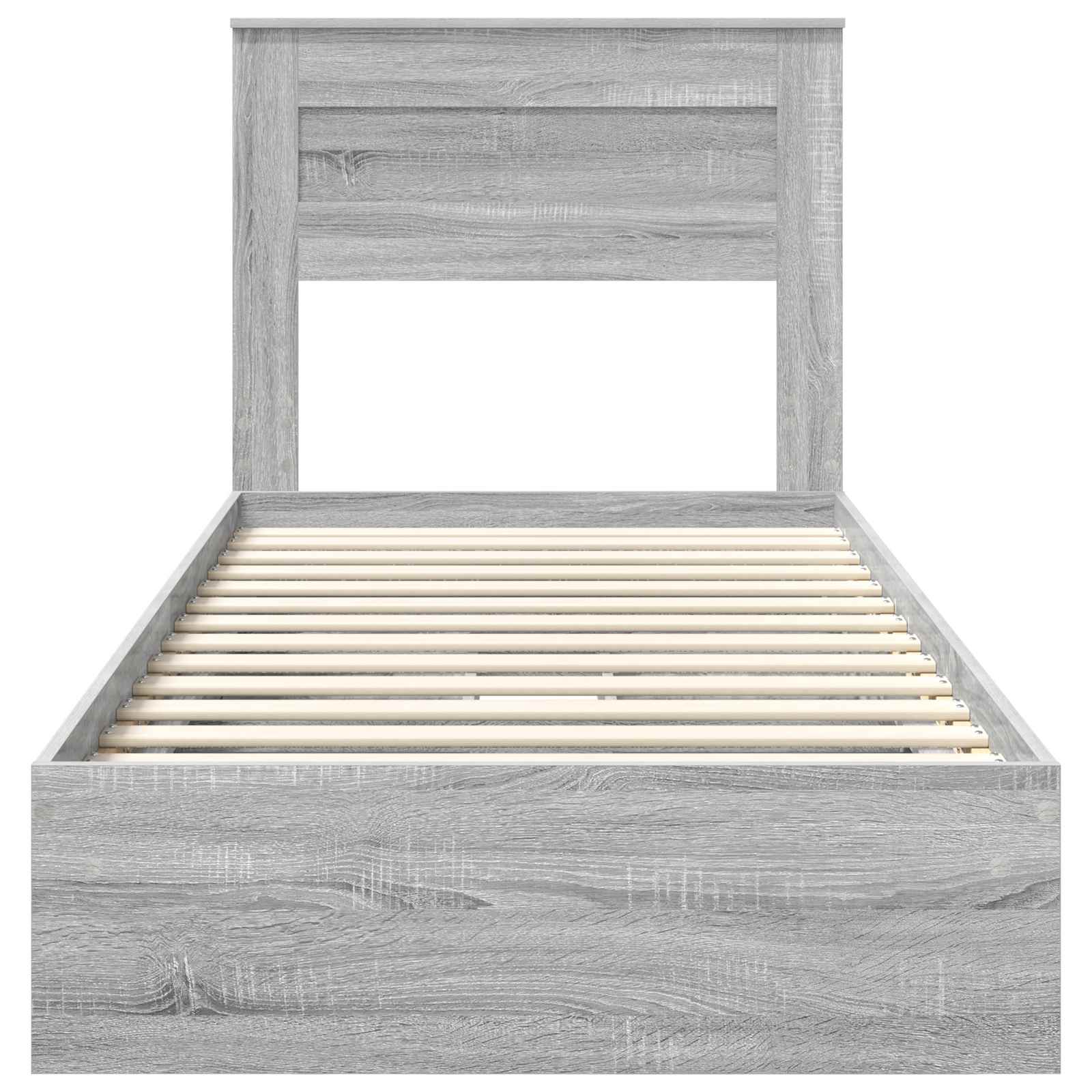 Opslag bed met hoofdeinde Grijs Sonoma 90 x 200 cm Bewerkt hout is nu te koop bij PeponiXL, paradijselijk wonen!