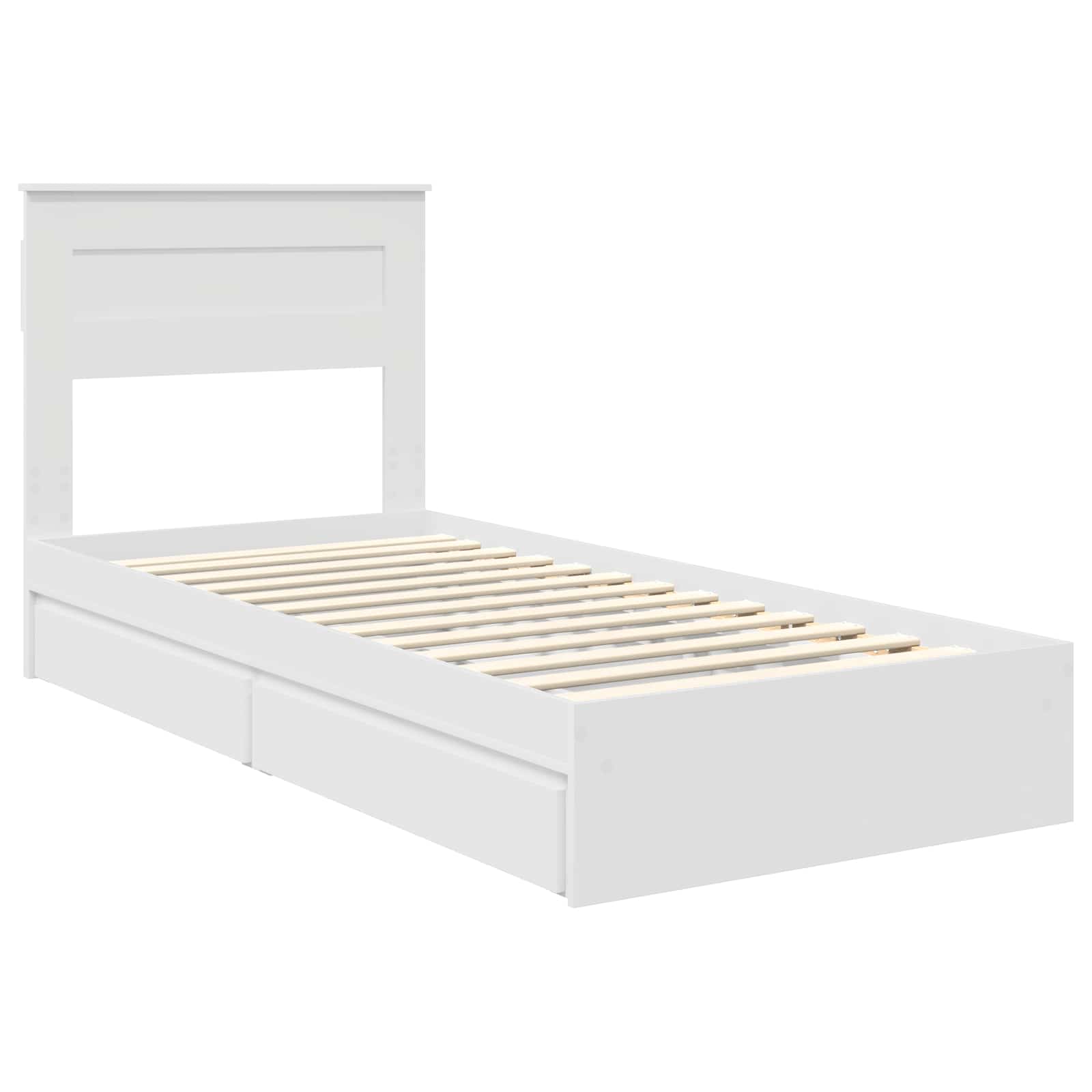 Opslag bed met hoofdeinde met lade Wit 75 x 190 cm Bewerkt hout is nu te koop bij PeponiXL, paradijselijk wonen!