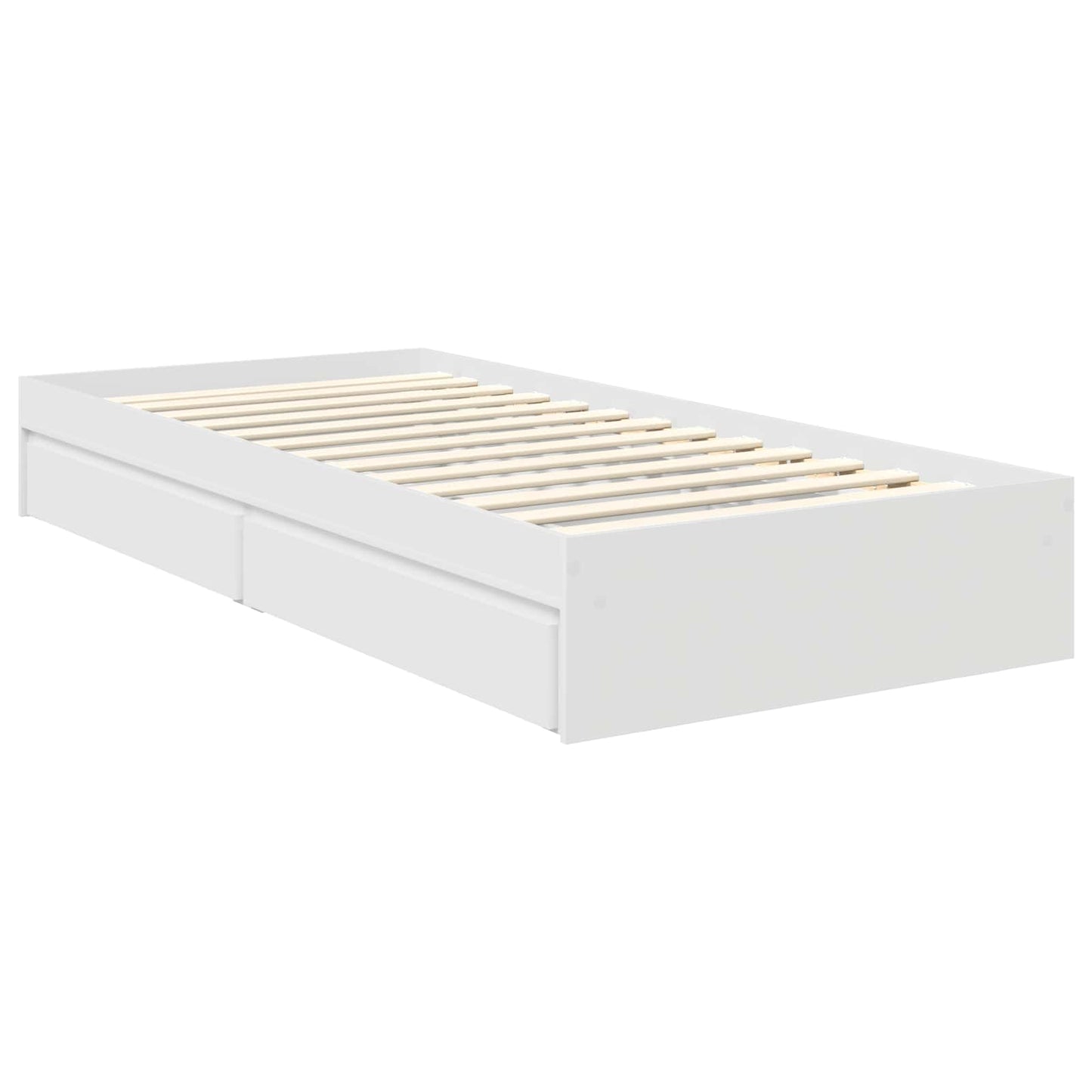 Opslag bed met hoofdeinde met lade Wit 75 x 190 cm Bewerkt hout is nu te koop bij PeponiXL, paradijselijk wonen!