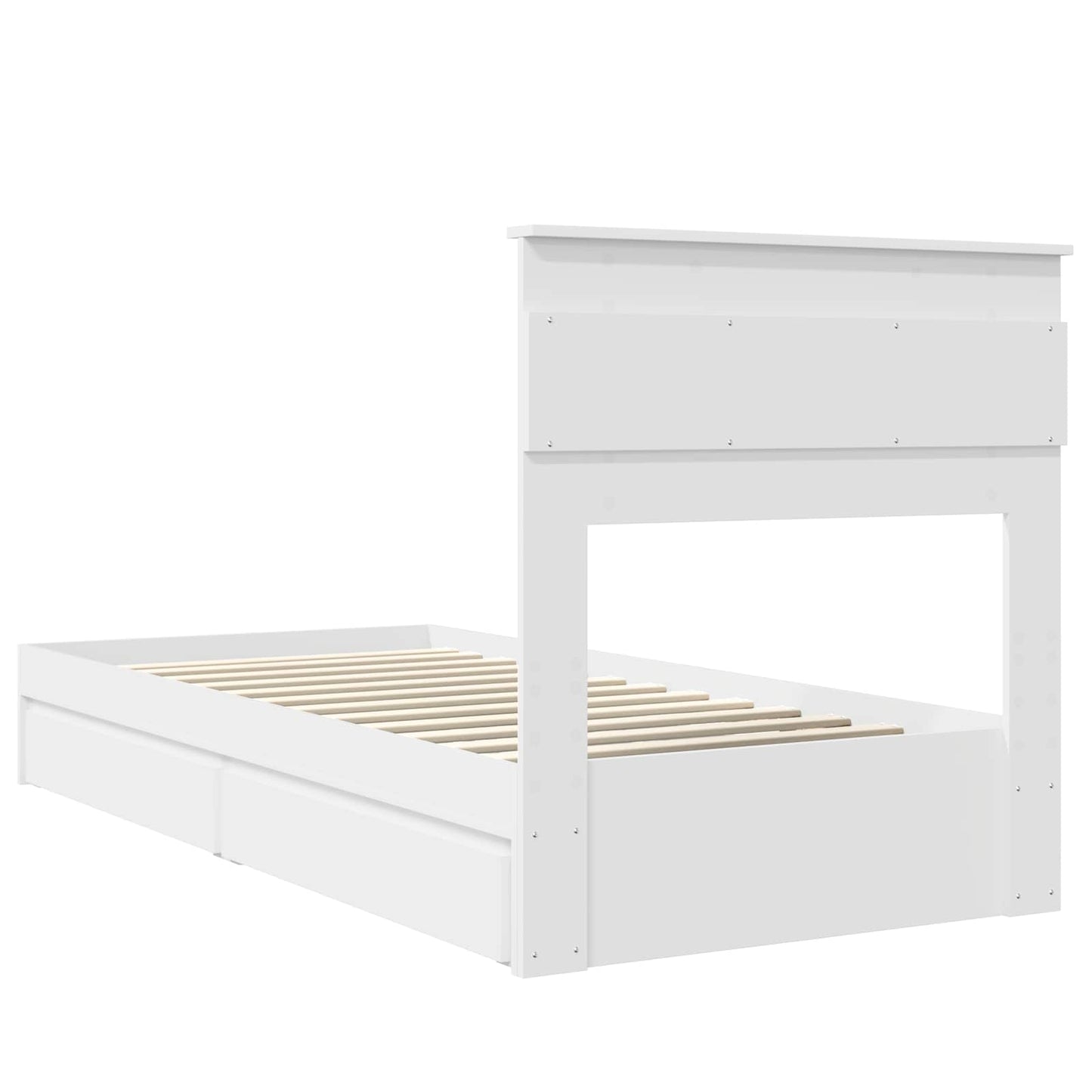 Opslag bed met hoofdeinde met lade Wit 75 x 190 cm Bewerkt hout is nu te koop bij PeponiXL, paradijselijk wonen!