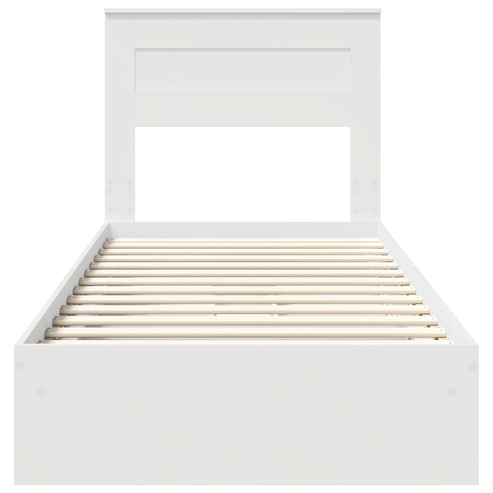 Opslag bed met hoofdeinde met lade Wit 75 x 190 cm Bewerkt hout is nu te koop bij PeponiXL, paradijselijk wonen!