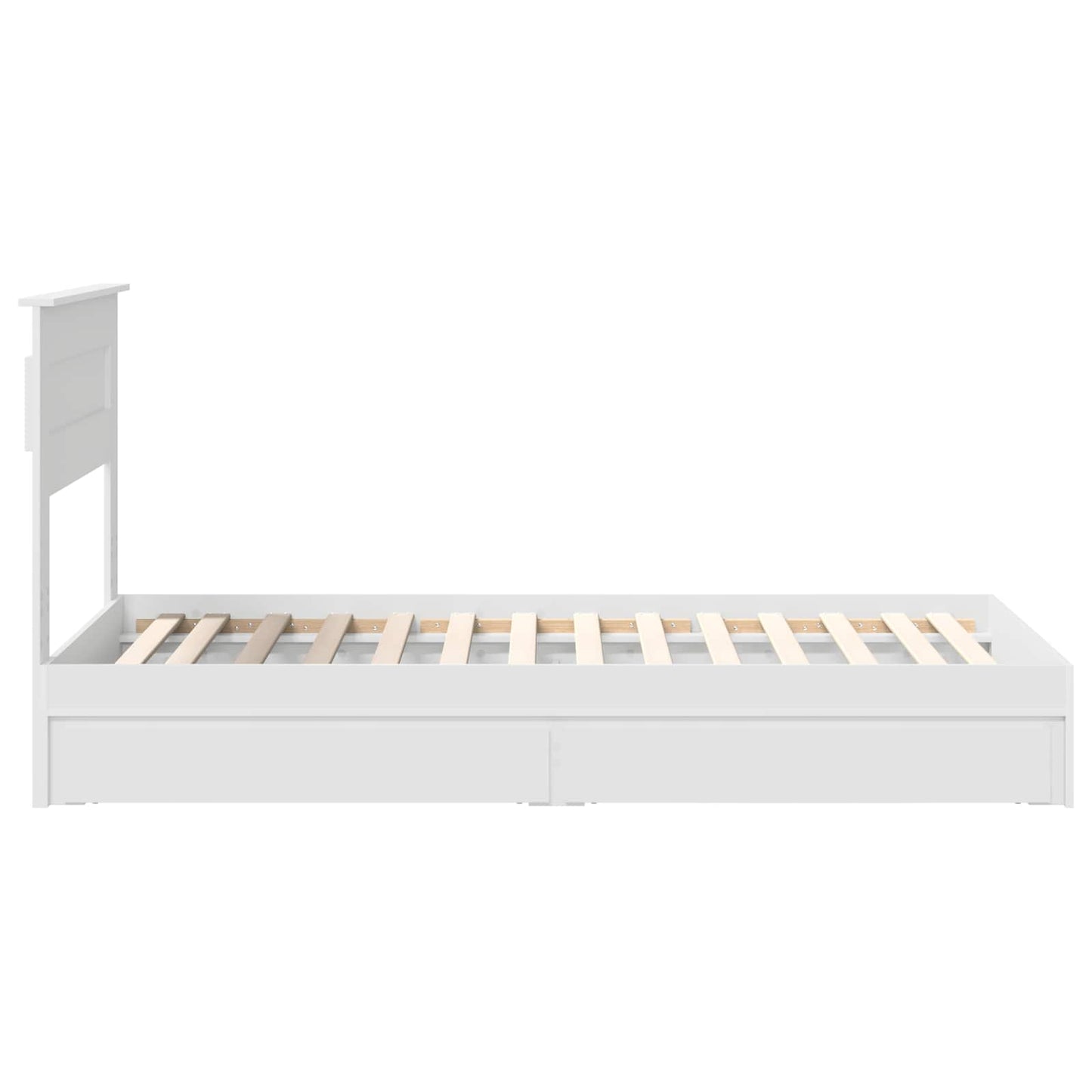 Opslag bed met hoofdeinde met lade Wit 75 x 190 cm Bewerkt hout is nu te koop bij PeponiXL, paradijselijk wonen!