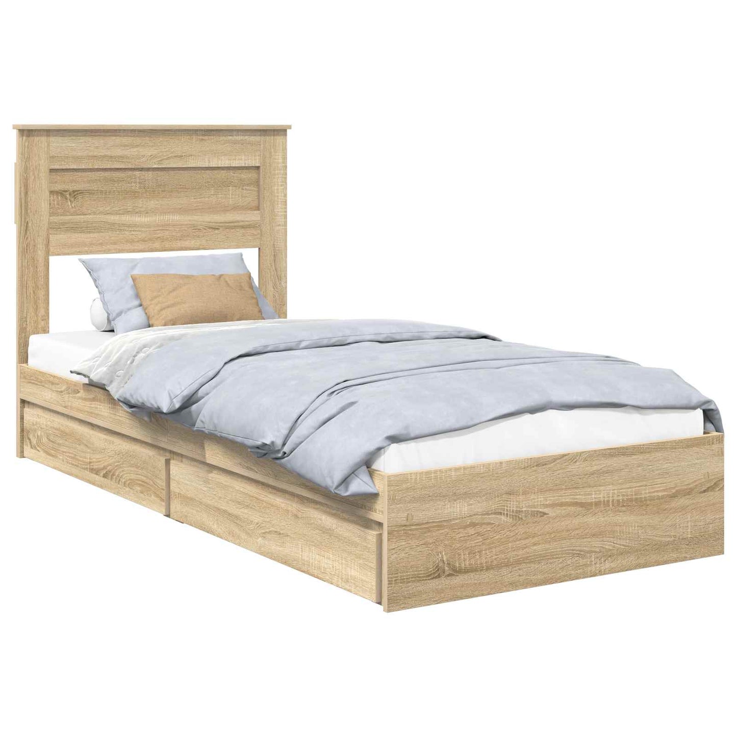Opslag bed met hoofdeinde Sonoma Eiken 75 x 190 cm Bewerkt hout is nu te koop bij PeponiXL, paradijselijk wonen!