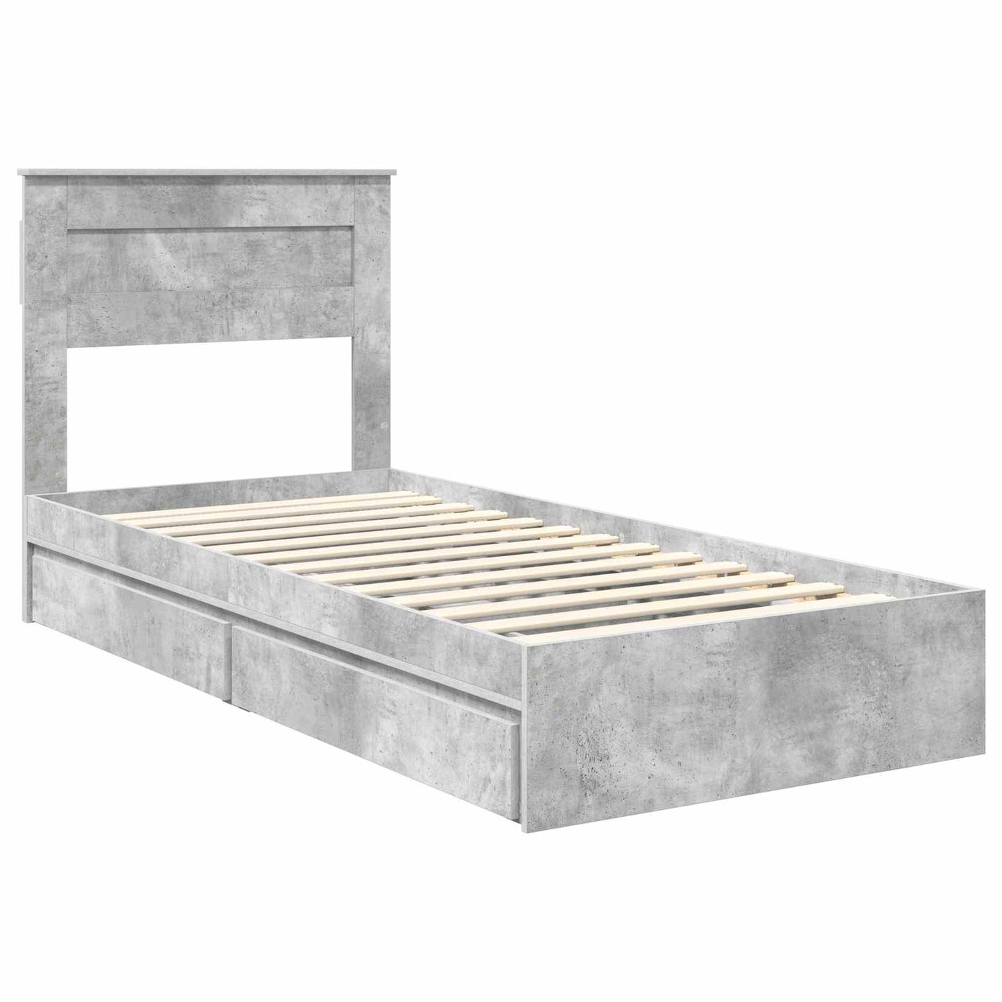 Opslag bed met hoofdeinde Beton Grijs 75 x 190 cm Bewerkt hout is nu te koop bij PeponiXL, paradijselijk wonen!