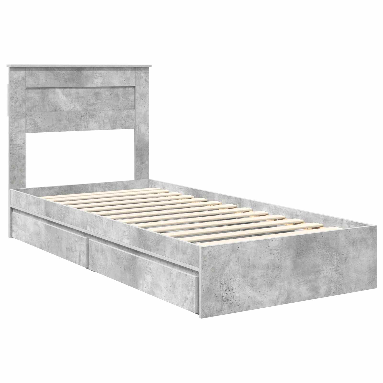 Opslag bed met hoofdeinde Beton Grijs 75 x 190 cm Bewerkt hout is nu te koop bij PeponiXL, paradijselijk wonen!