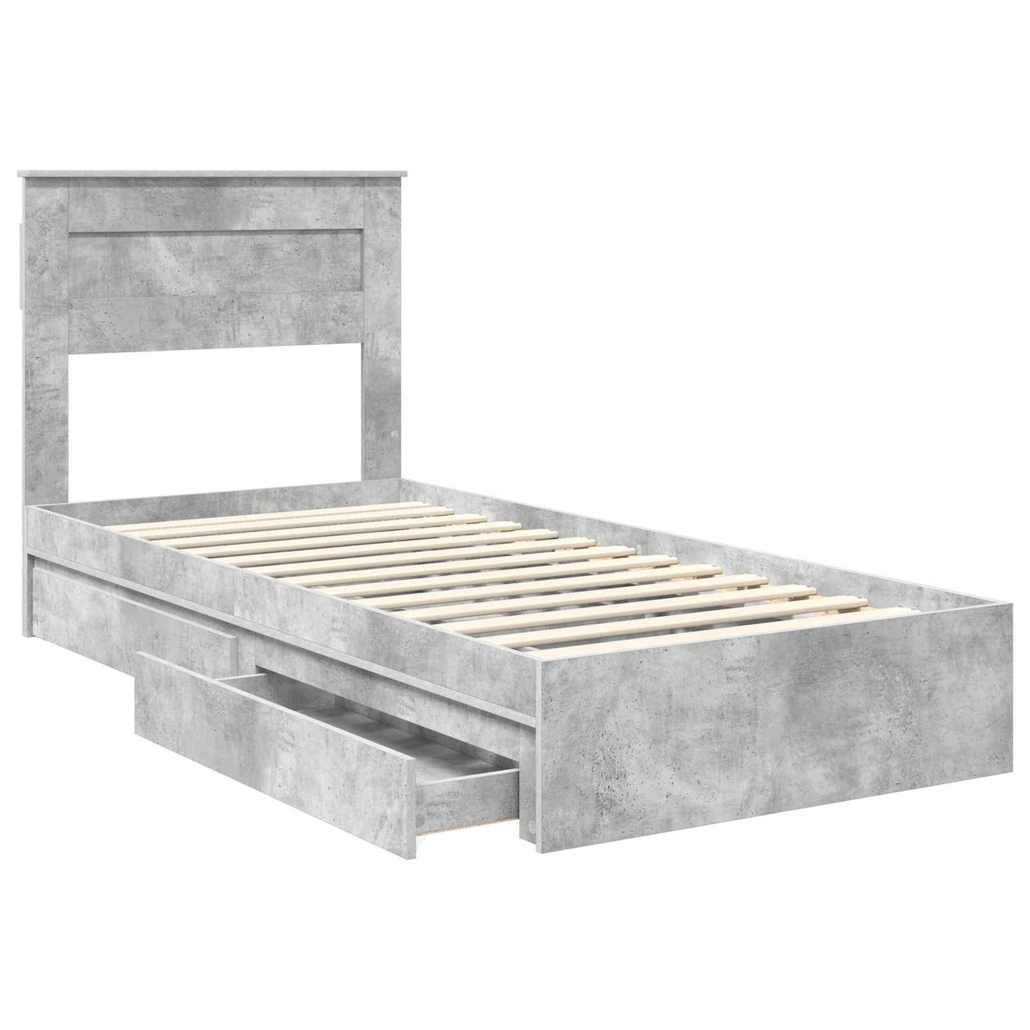 Opslag bed met hoofdeinde Beton Grijs 75 x 190 cm Bewerkt hout is nu te koop bij PeponiXL, paradijselijk wonen!