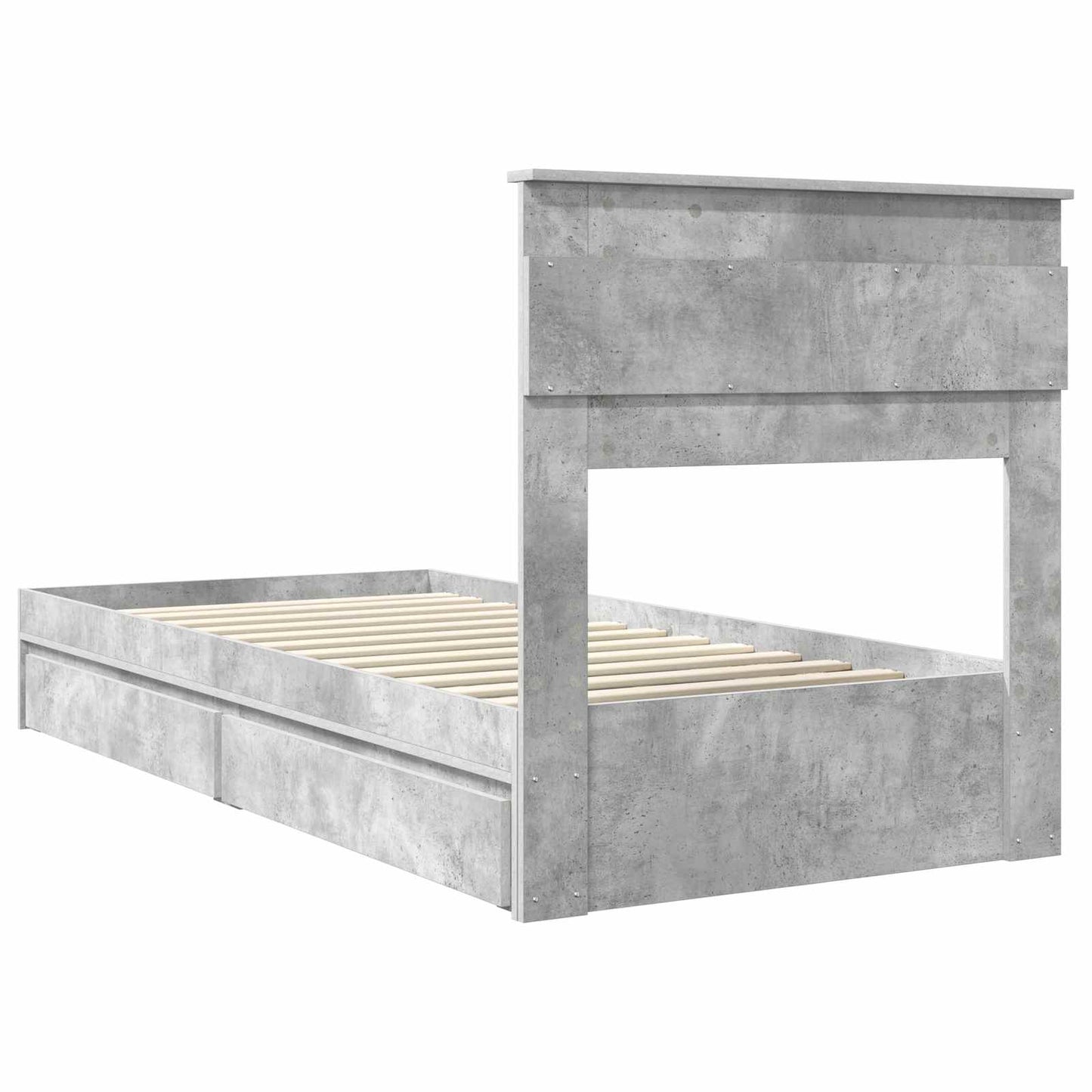 Opslag bed met hoofdeinde Beton Grijs 75 x 190 cm Bewerkt hout is nu te koop bij PeponiXL, paradijselijk wonen!