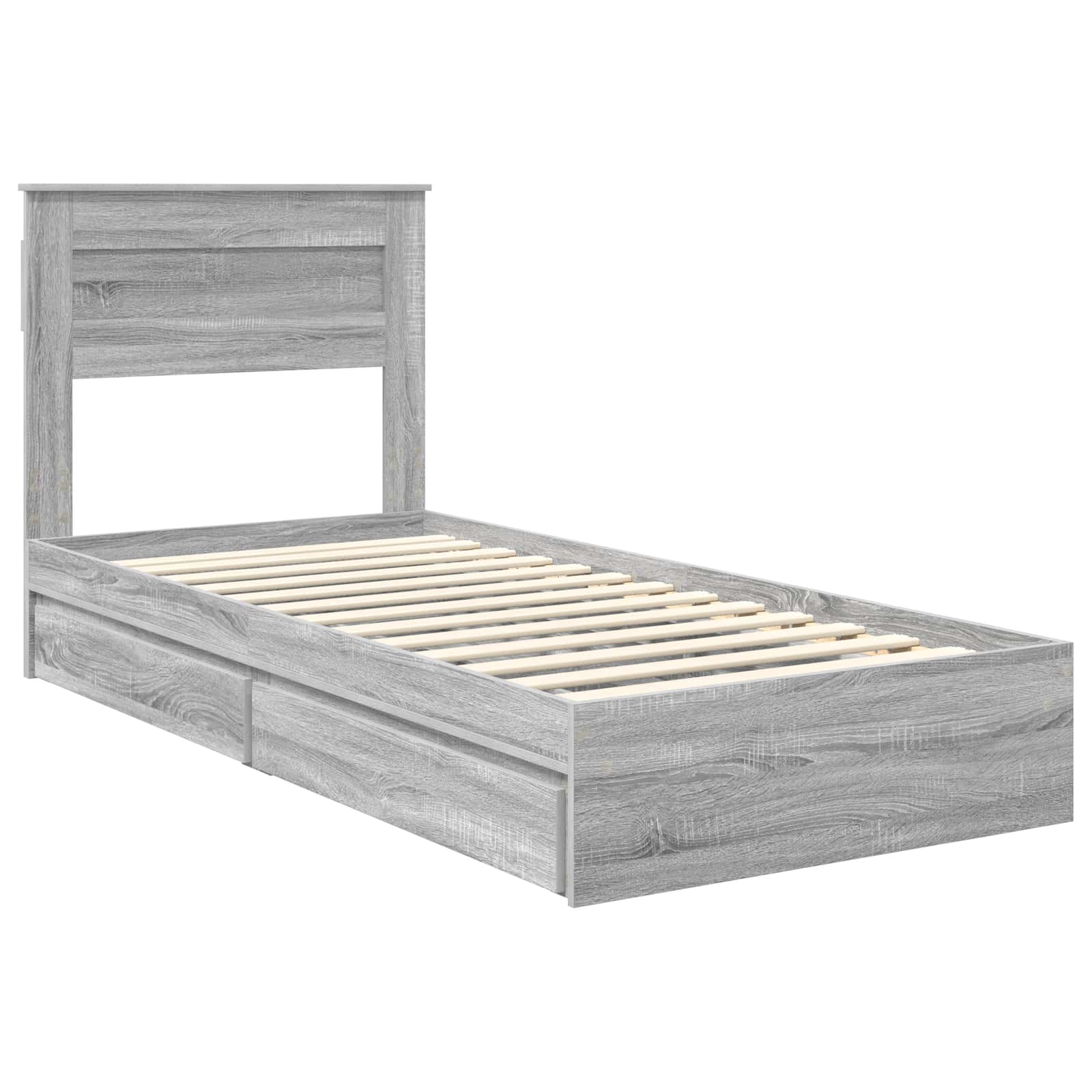 Opslag bed met hoofdeinde Grijs Sonoma 75 x 190 cm Bewerkt hout is nu te koop bij PeponiXL, paradijselijk wonen!