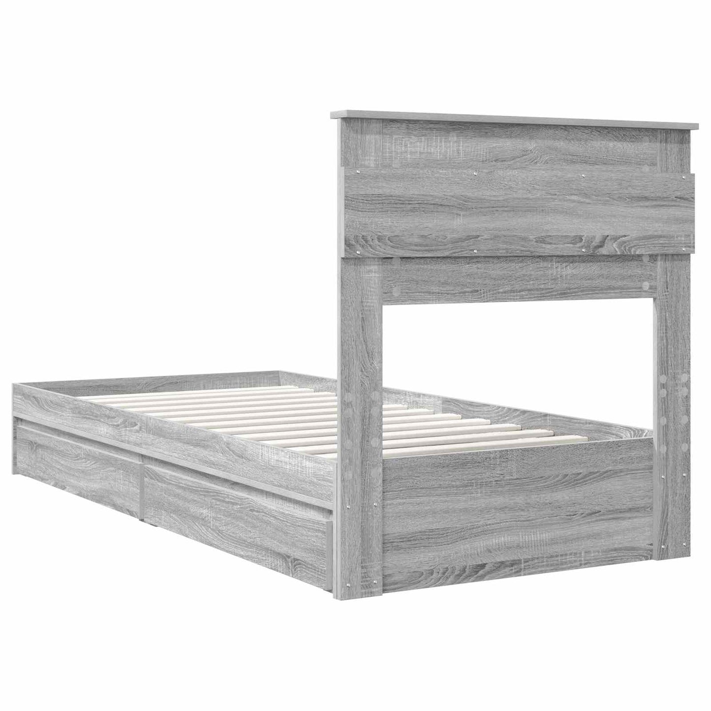 Opslag bed met hoofdeinde Grijs Sonoma 75 x 190 cm Bewerkt hout is nu te koop bij PeponiXL, paradijselijk wonen!