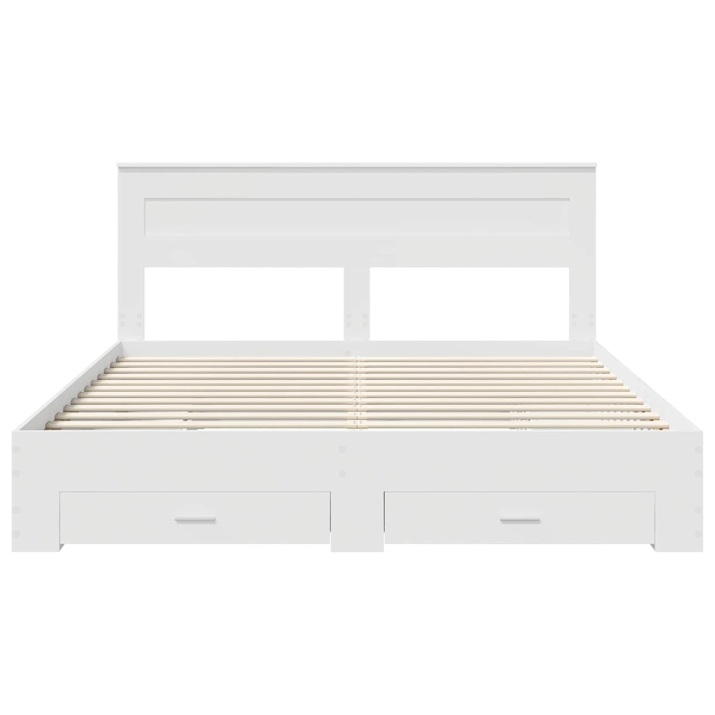 Bedframe met hoofdeinde met lade Wit 200 x 200 cm Bewerkt hout is nu te koop bij PeponiXL, paradijselijk wonen!