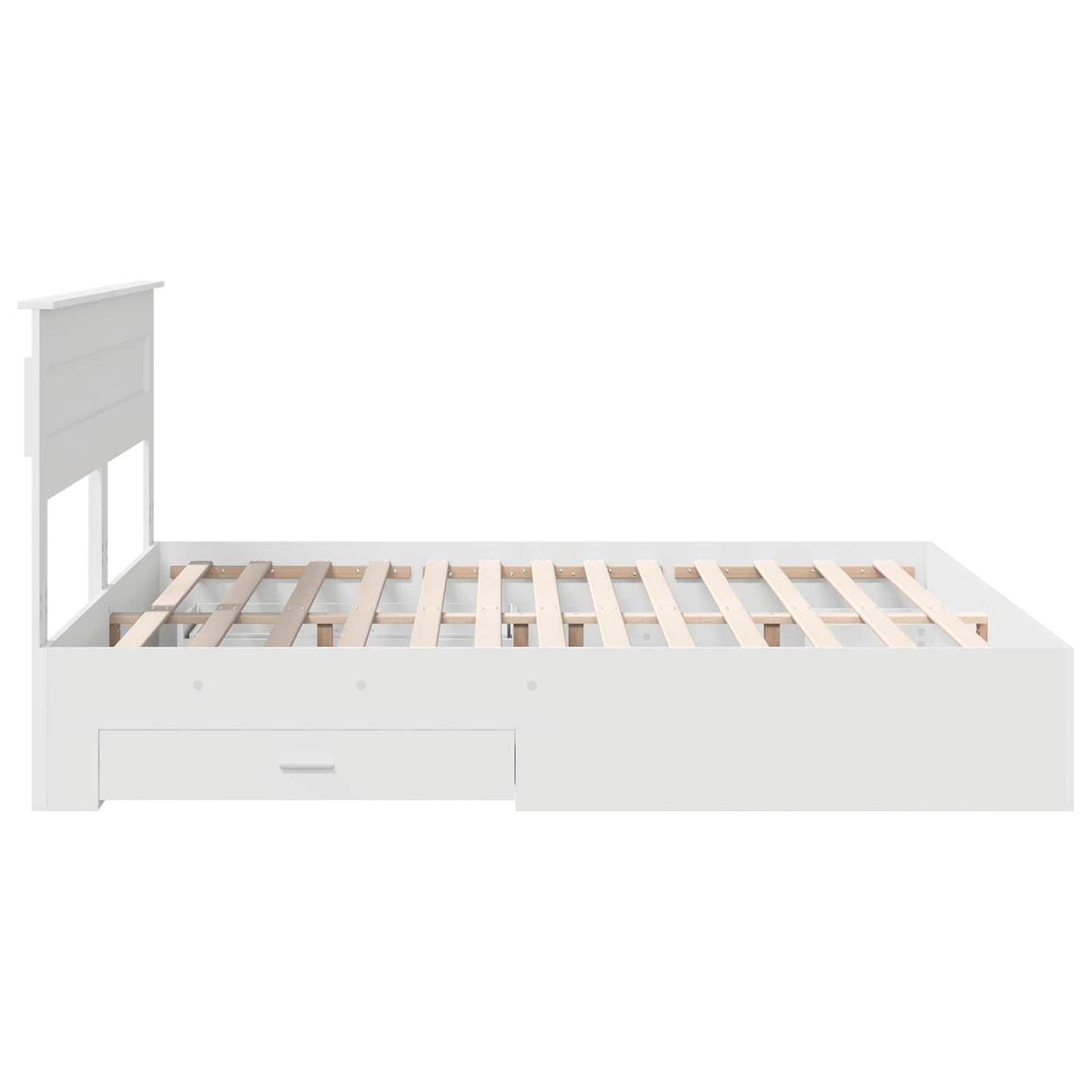 Bedframe met hoofdeinde met lade Wit 200 x 200 cm Bewerkt hout is nu te koop bij PeponiXL, paradijselijk wonen!