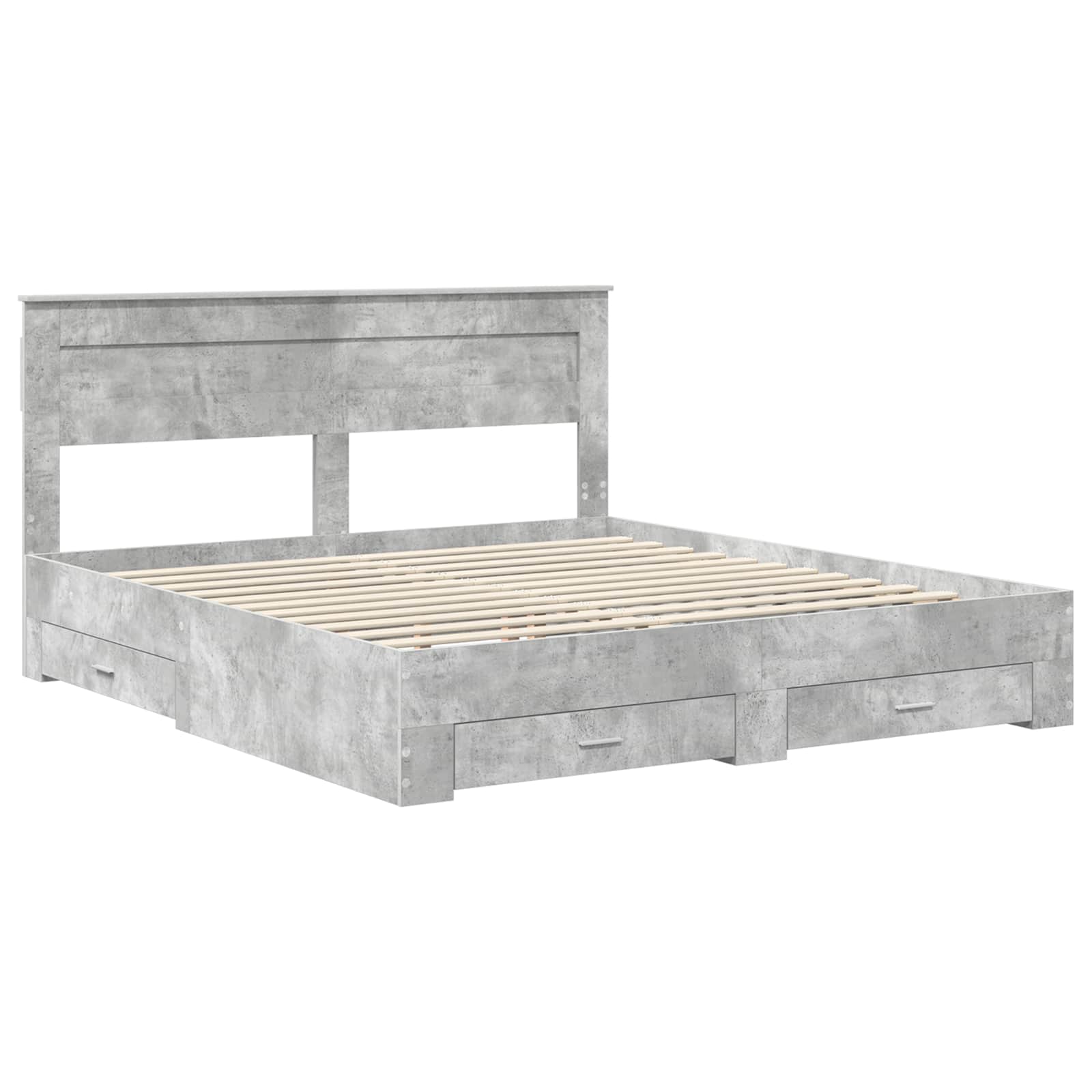 Bedframe met hoofdeinde Beton Grijs 200 x 200 cm Bewerkt hout is nu te koop bij PeponiXL, paradijselijk wonen!