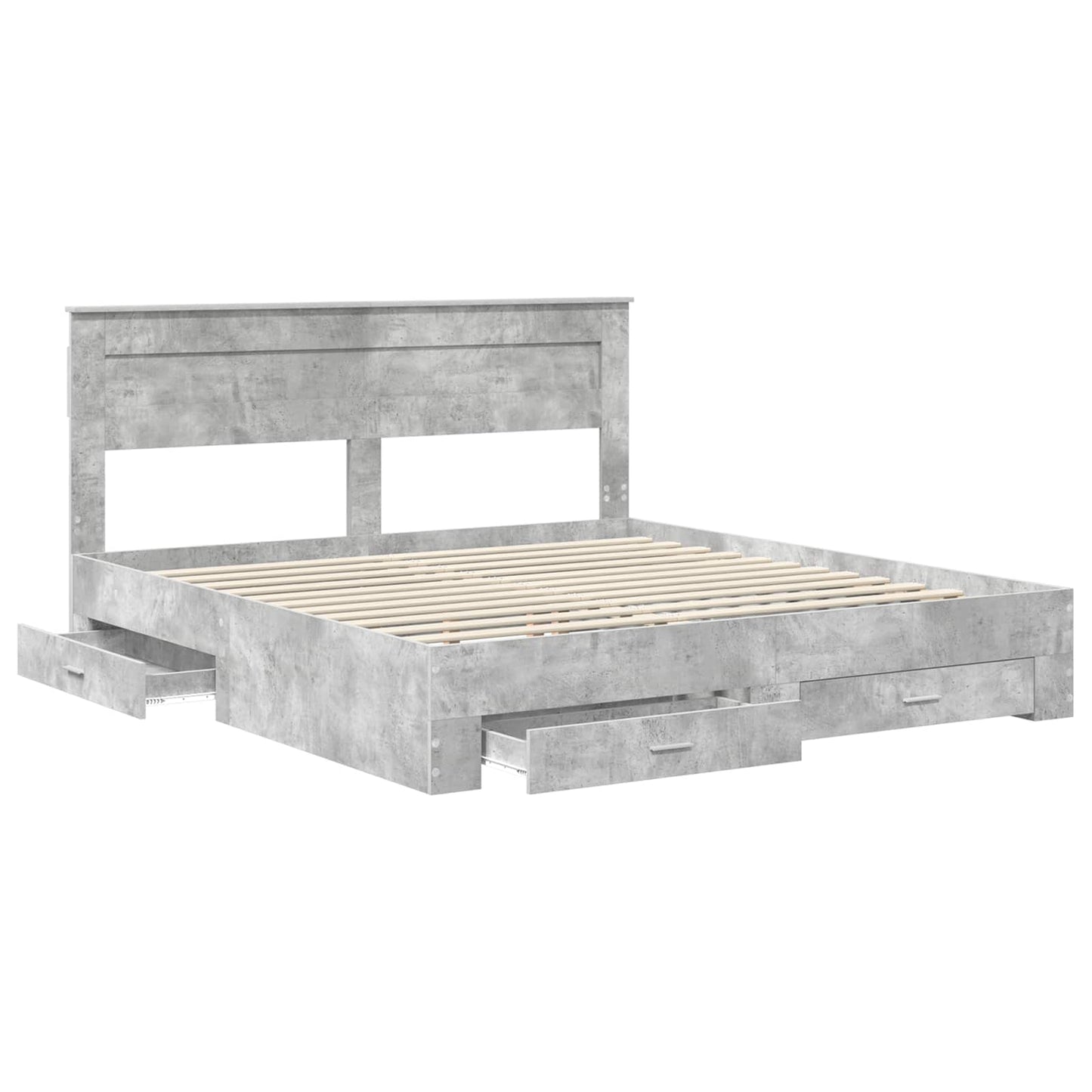 Bedframe met hoofdeinde Beton Grijs 200 x 200 cm Bewerkt hout is nu te koop bij PeponiXL, paradijselijk wonen!