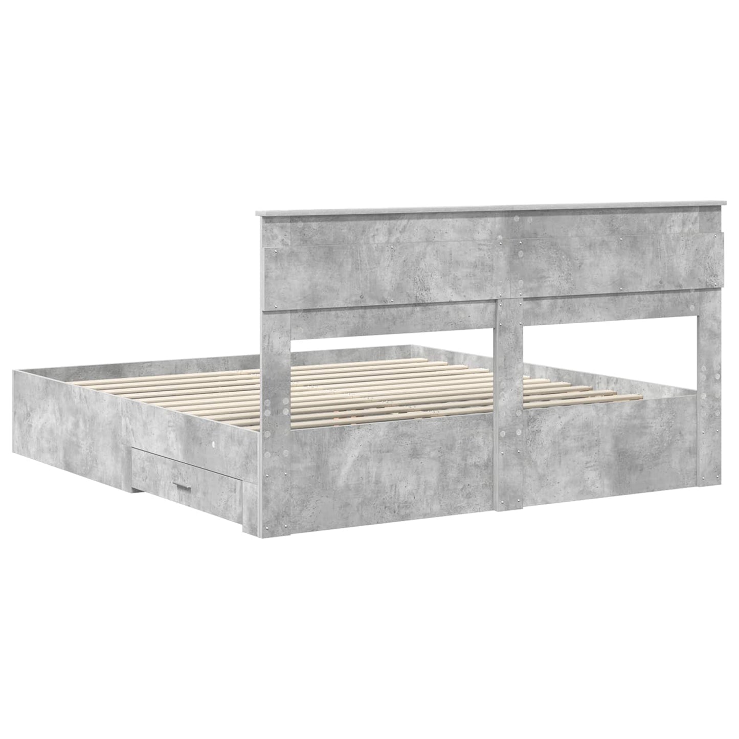 Bedframe met hoofdeinde Beton Grijs 200 x 200 cm Bewerkt hout is nu te koop bij PeponiXL, paradijselijk wonen!