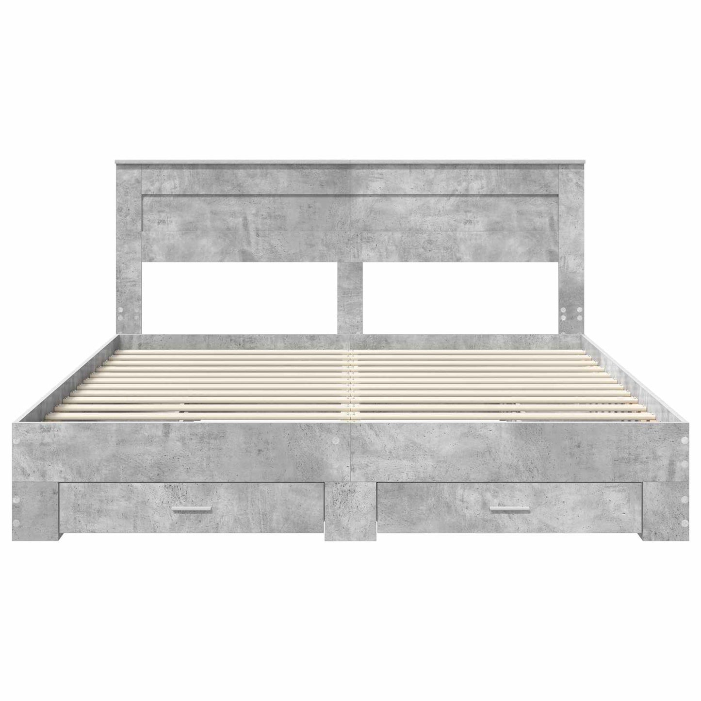 Bedframe met hoofdeinde Beton Grijs 200 x 200 cm Bewerkt hout is nu te koop bij PeponiXL, paradijselijk wonen!