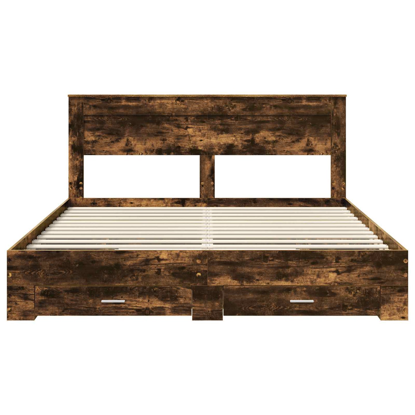 Bedframe met hoofdeinde Gerookt eiken 200 x 200 cm Bewerkt hout is nu te koop bij PeponiXL, paradijselijk wonen!