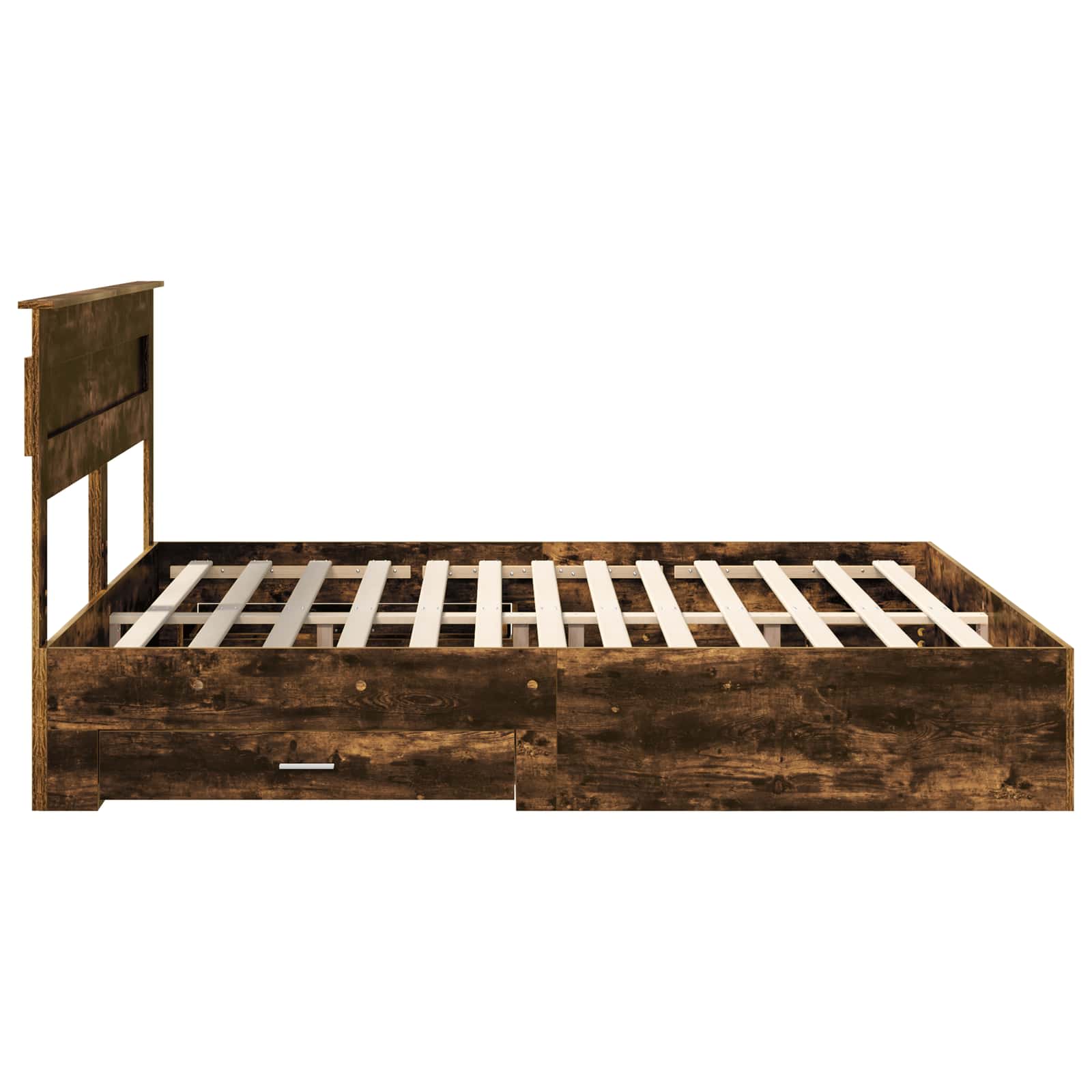 Bedframe met hoofdeinde Gerookt eiken 200 x 200 cm Bewerkt hout is nu te koop bij PeponiXL, paradijselijk wonen!