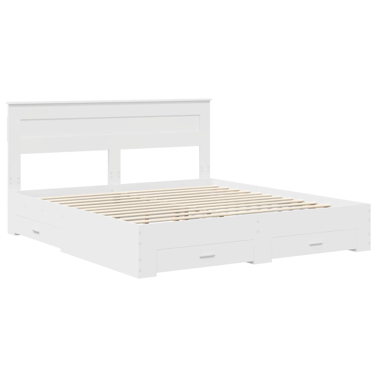 Bedframe met hoofdeinde met lade Wit 180 x 200 cm Bewerkt hout is nu te koop bij PeponiXL, paradijselijk wonen!