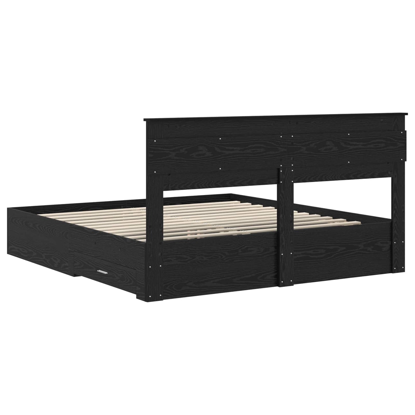 Bedframe met hoofdeinde Zwart Eiken 180 x 200 cm Bewerkt hout is nu te koop bij PeponiXL, paradijselijk wonen!