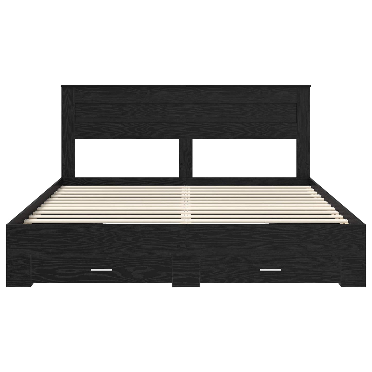 Bedframe met hoofdeinde Zwart Eiken 180 x 200 cm Bewerkt hout is nu te koop bij PeponiXL, paradijselijk wonen!