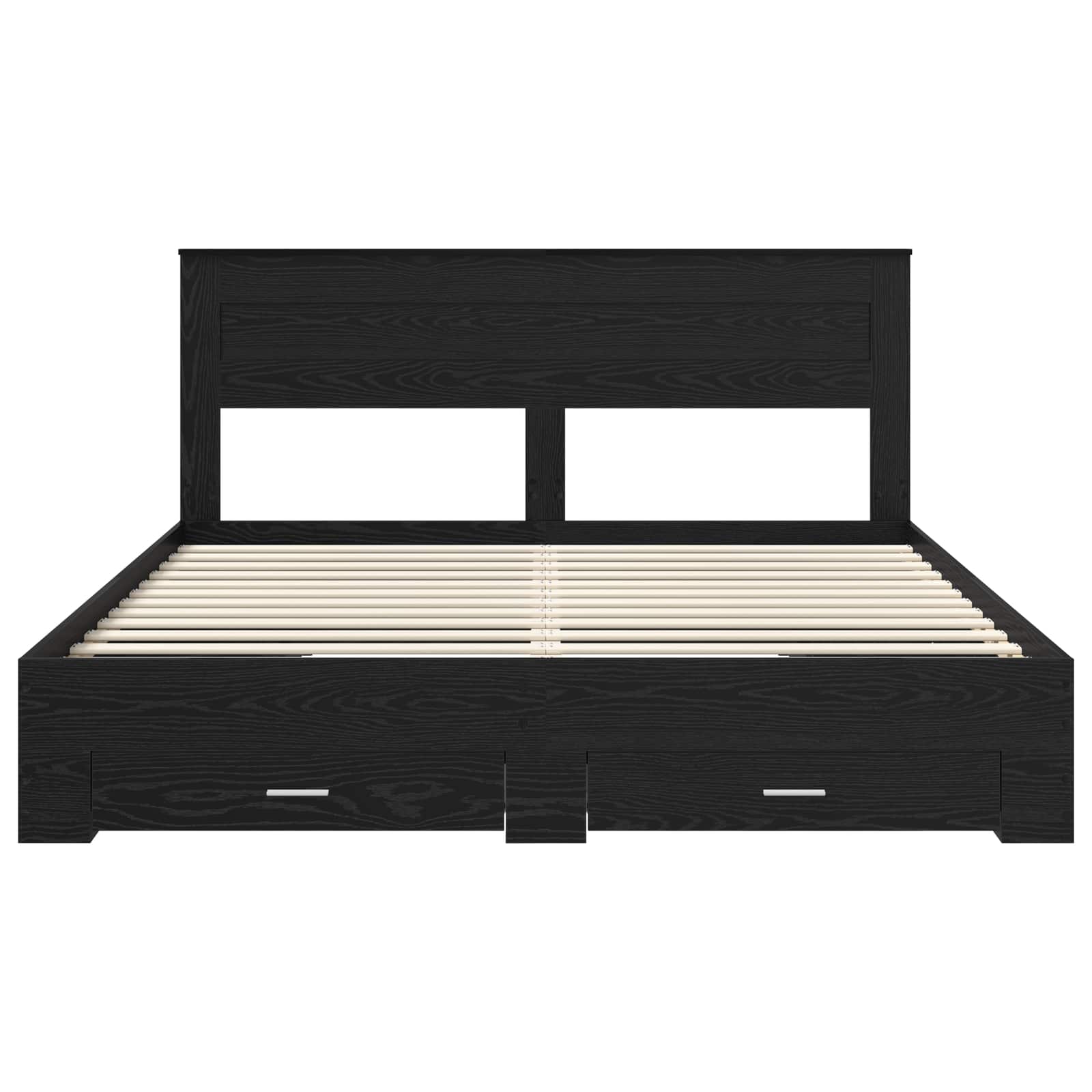 Bedframe met hoofdeinde Zwart Eiken 180 x 200 cm Bewerkt hout is nu te koop bij PeponiXL, paradijselijk wonen!