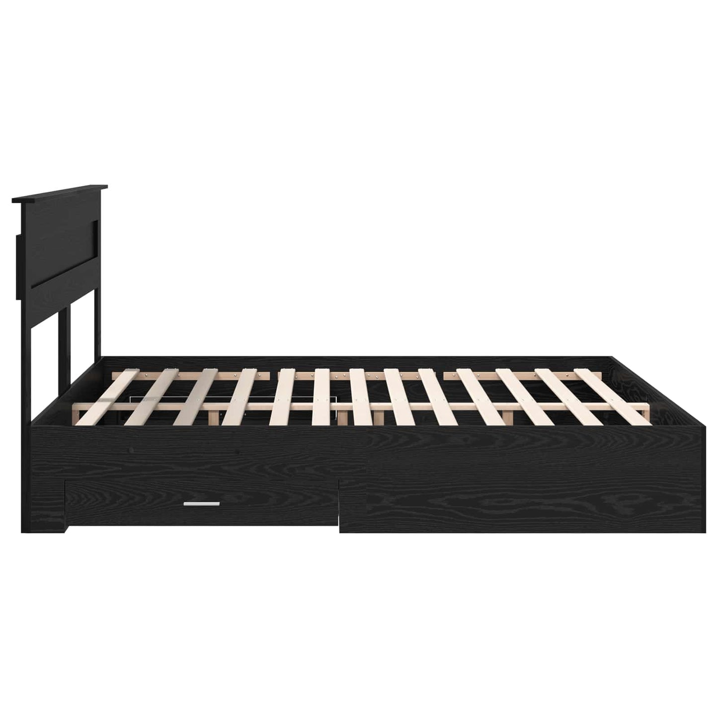 Bedframe met hoofdeinde Zwart Eiken 180 x 200 cm Bewerkt hout is nu te koop bij PeponiXL, paradijselijk wonen!