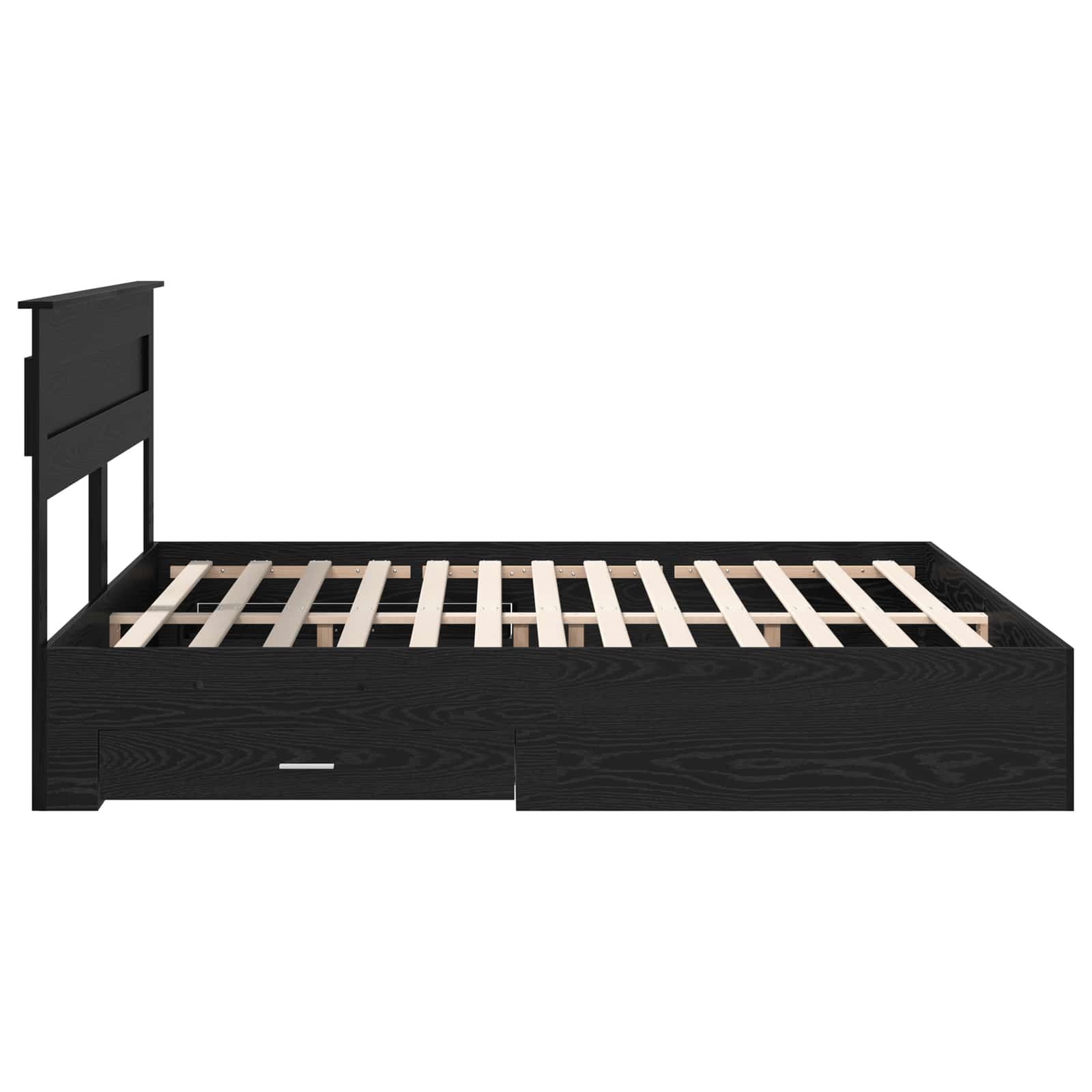 Bedframe met hoofdeinde Zwart Eiken 180 x 200 cm Bewerkt hout is nu te koop bij PeponiXL, paradijselijk wonen!