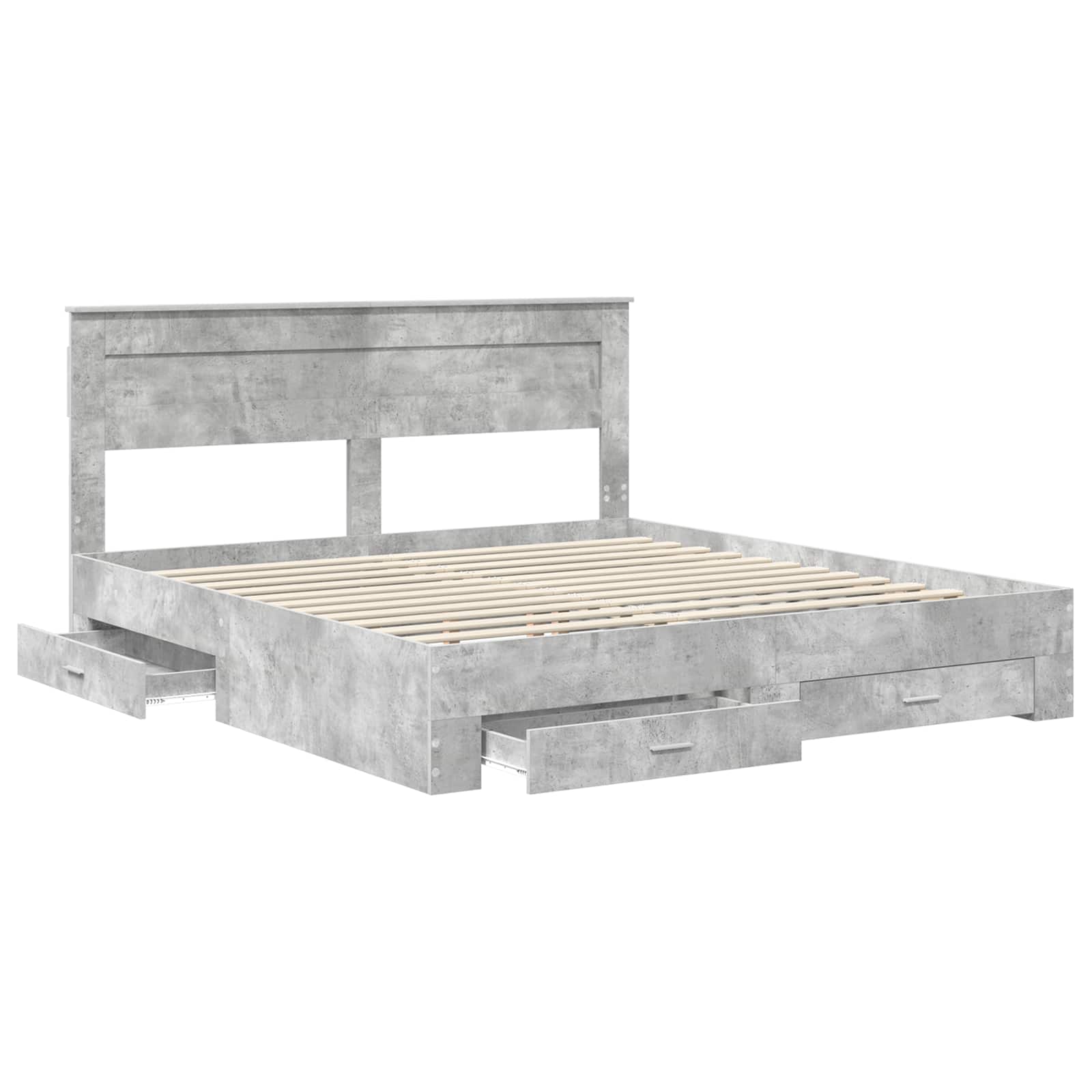 Bedframe met hoofdeinde Beton Grijs 180 x 200 cm Bewerkt hout is nu te koop bij PeponiXL, paradijselijk wonen!