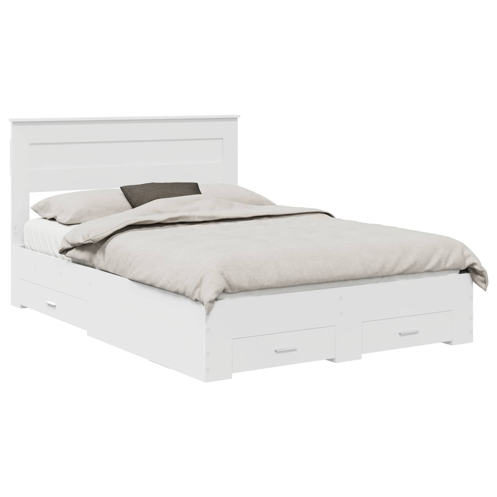 Bedframe met hoofdeinde met lade Wit 160 x 200 cm Bewerkt hout is nu te koop bij PeponiXL, paradijselijk wonen!