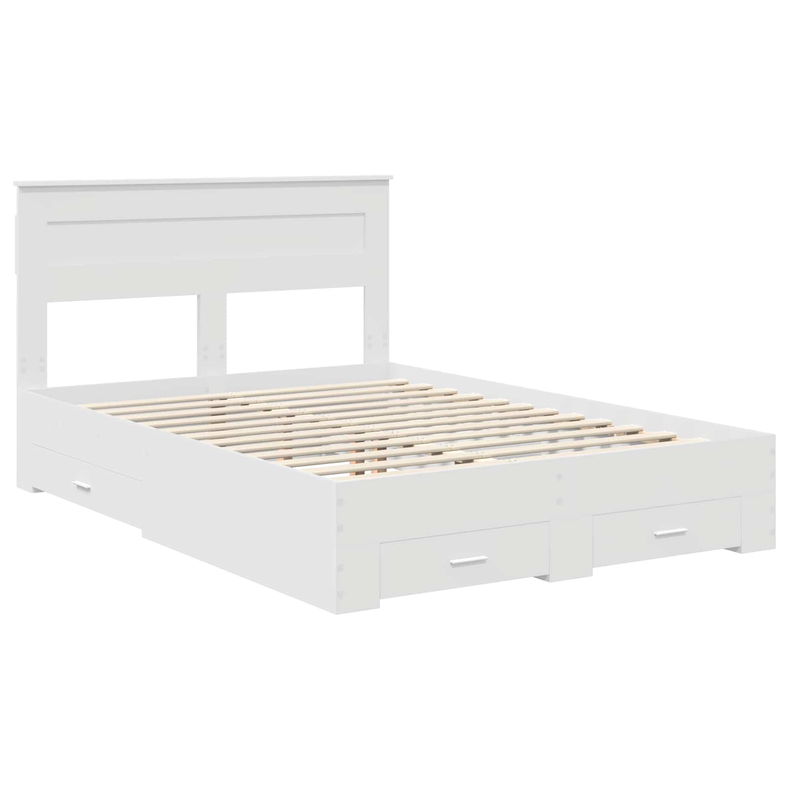 Bedframe met hoofdeinde met lade Wit 160 x 200 cm Bewerkt hout is nu te koop bij PeponiXL, paradijselijk wonen!