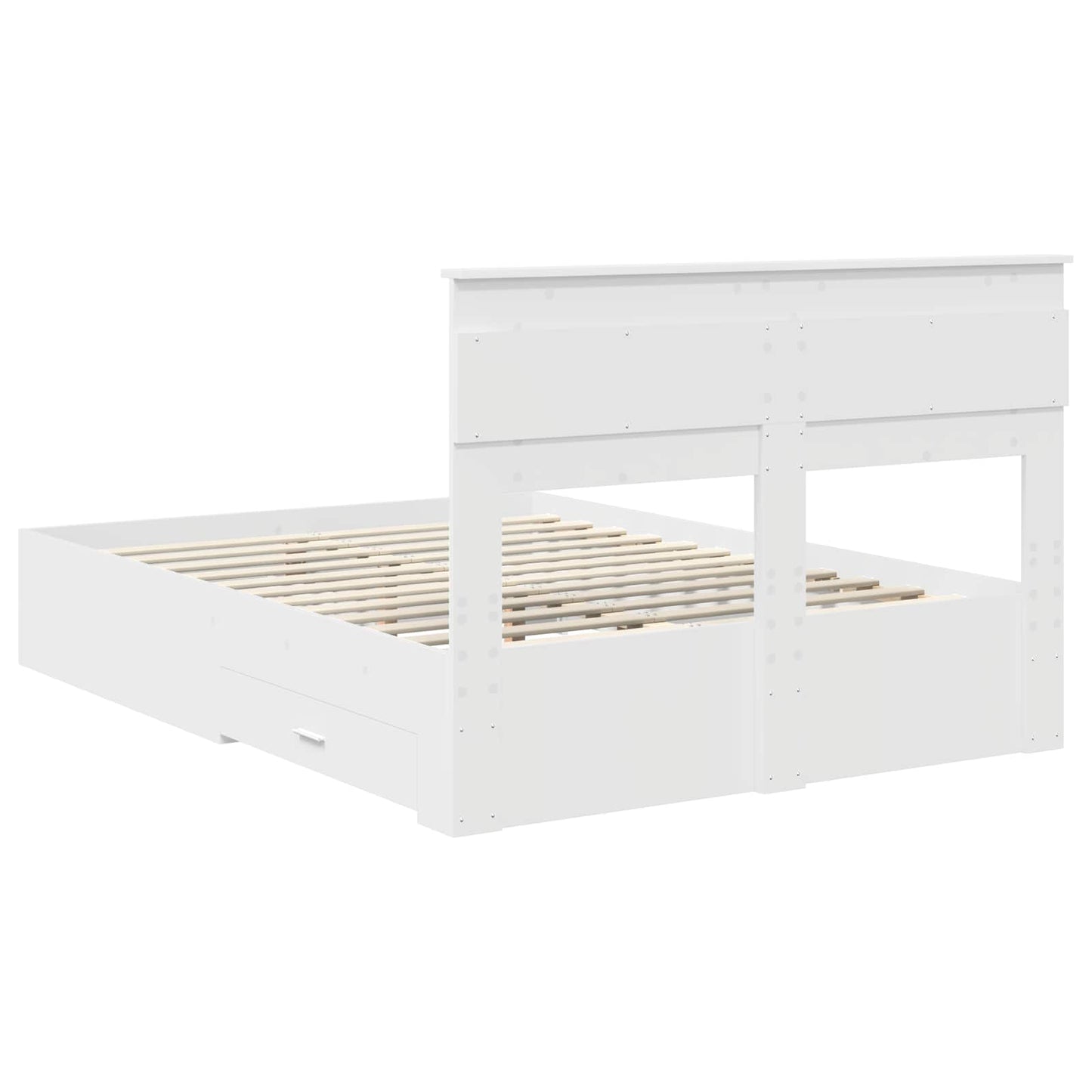 Bedframe met hoofdeinde met lade Wit 160 x 200 cm Bewerkt hout is nu te koop bij PeponiXL, paradijselijk wonen!