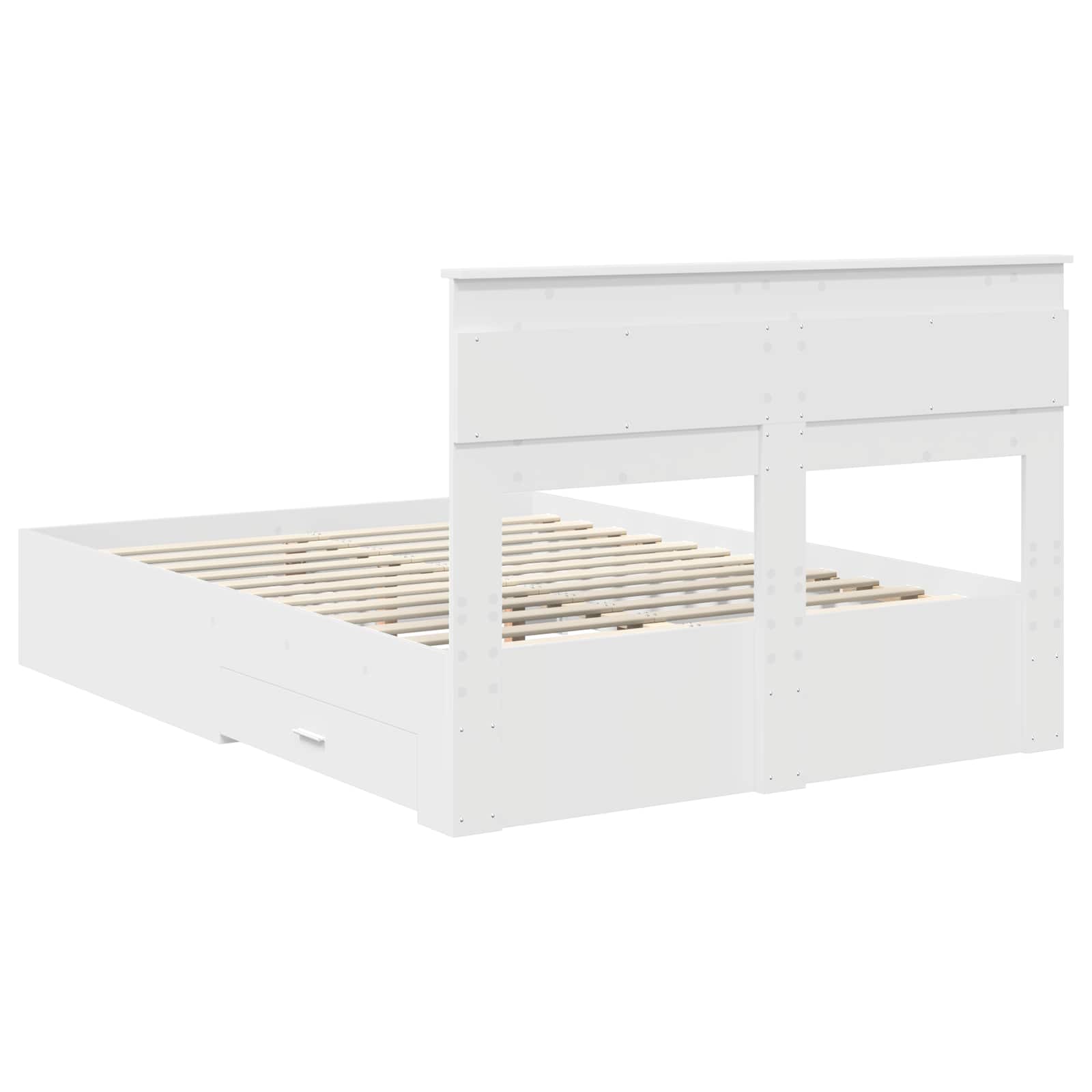 Bedframe met hoofdeinde met lade Wit 160 x 200 cm Bewerkt hout is nu te koop bij PeponiXL, paradijselijk wonen!