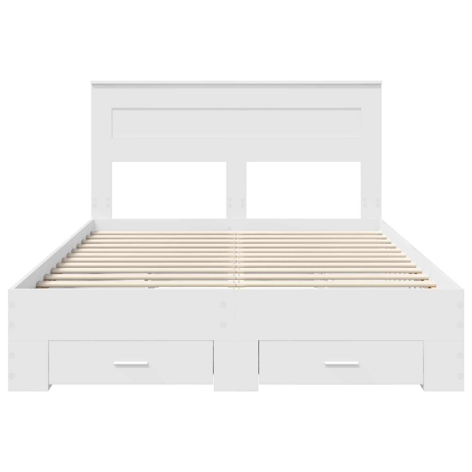Bedframe met hoofdeinde met lade Wit 160 x 200 cm Bewerkt hout is nu te koop bij PeponiXL, paradijselijk wonen!