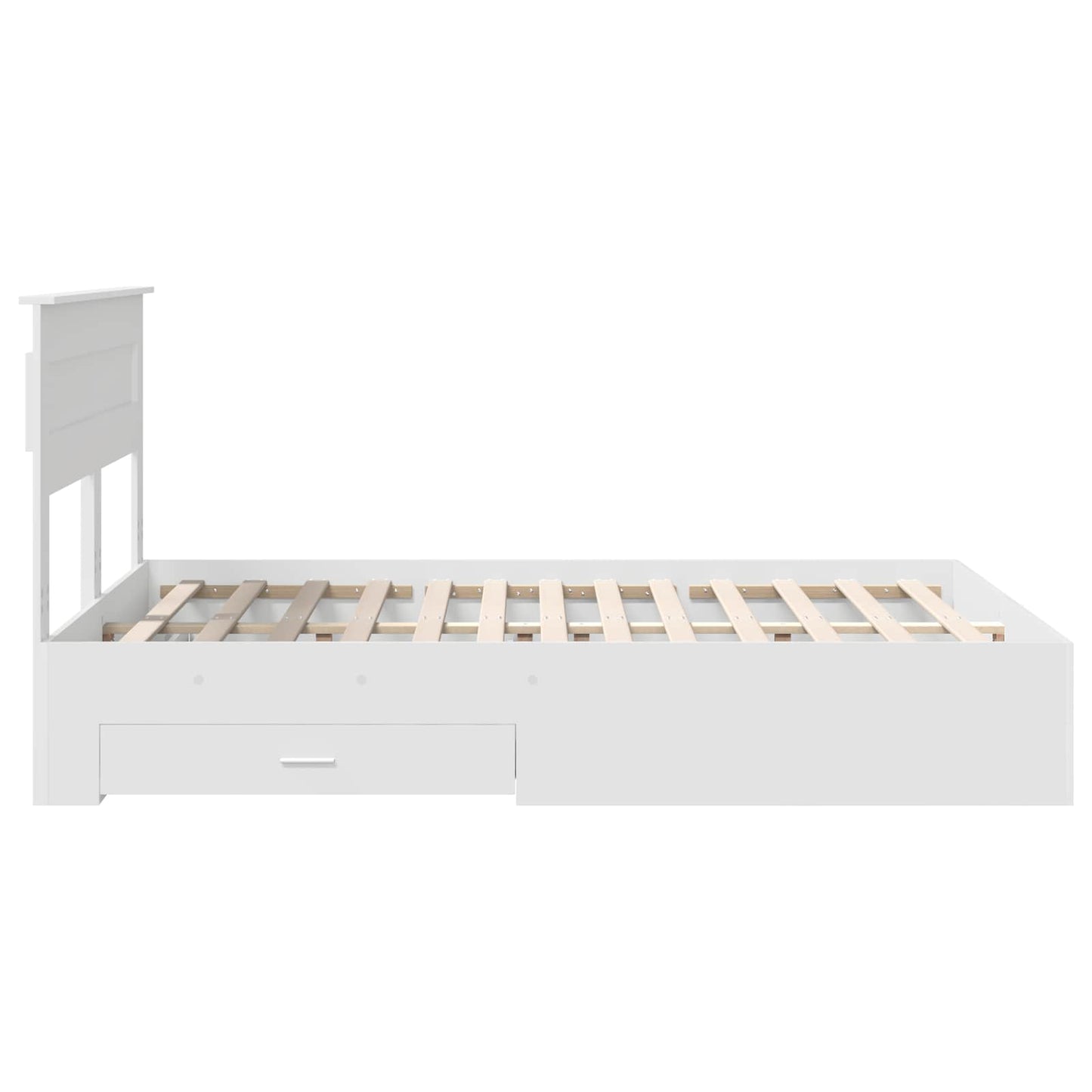 Bedframe met hoofdeinde met lade Wit 160 x 200 cm Bewerkt hout is nu te koop bij PeponiXL, paradijselijk wonen!
