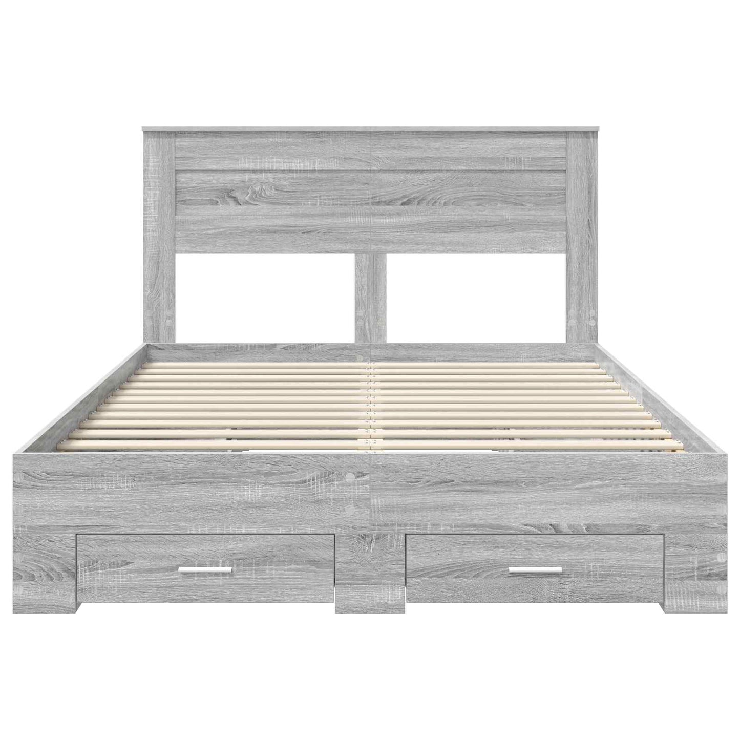 Bedframe met hoofdeinde Grijs Sonoma 160 x 200 cm Bewerkt hout is nu te koop bij PeponiXL, paradijselijk wonen!