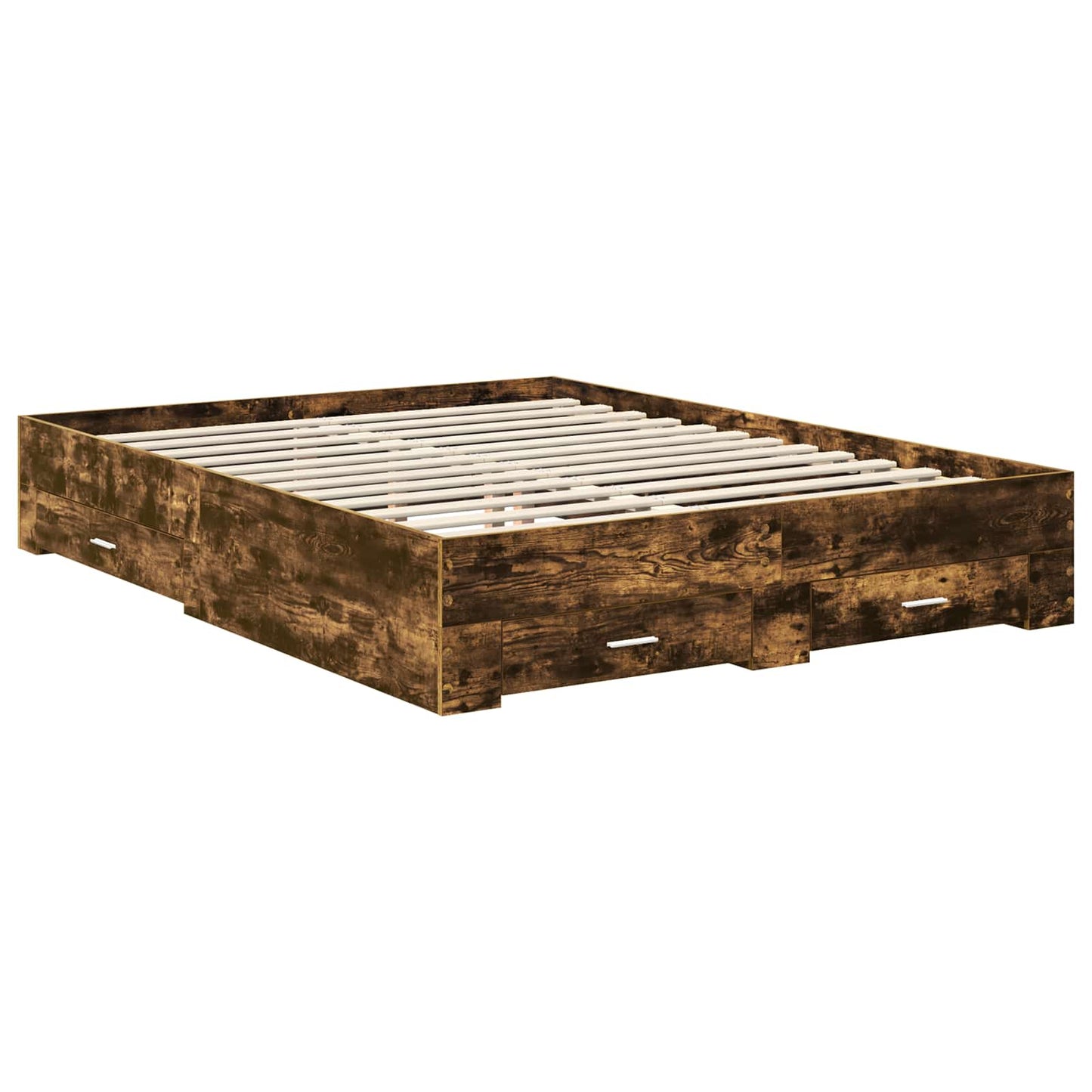 Bedframe met hoofdeinde Gerookt eiken 150 x 200 cm Bewerkt hout is nu te koop bij PeponiXL, paradijselijk wonen!