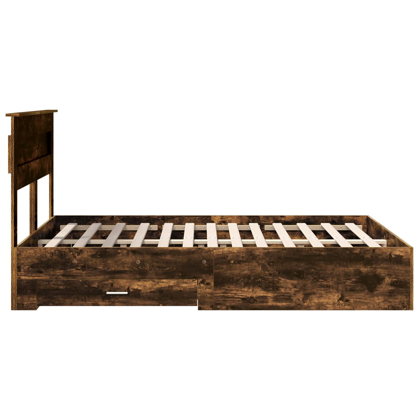 Bedframe met hoofdeinde Gerookt eiken 150 x 200 cm Bewerkt hout is nu te koop bij PeponiXL, paradijselijk wonen!