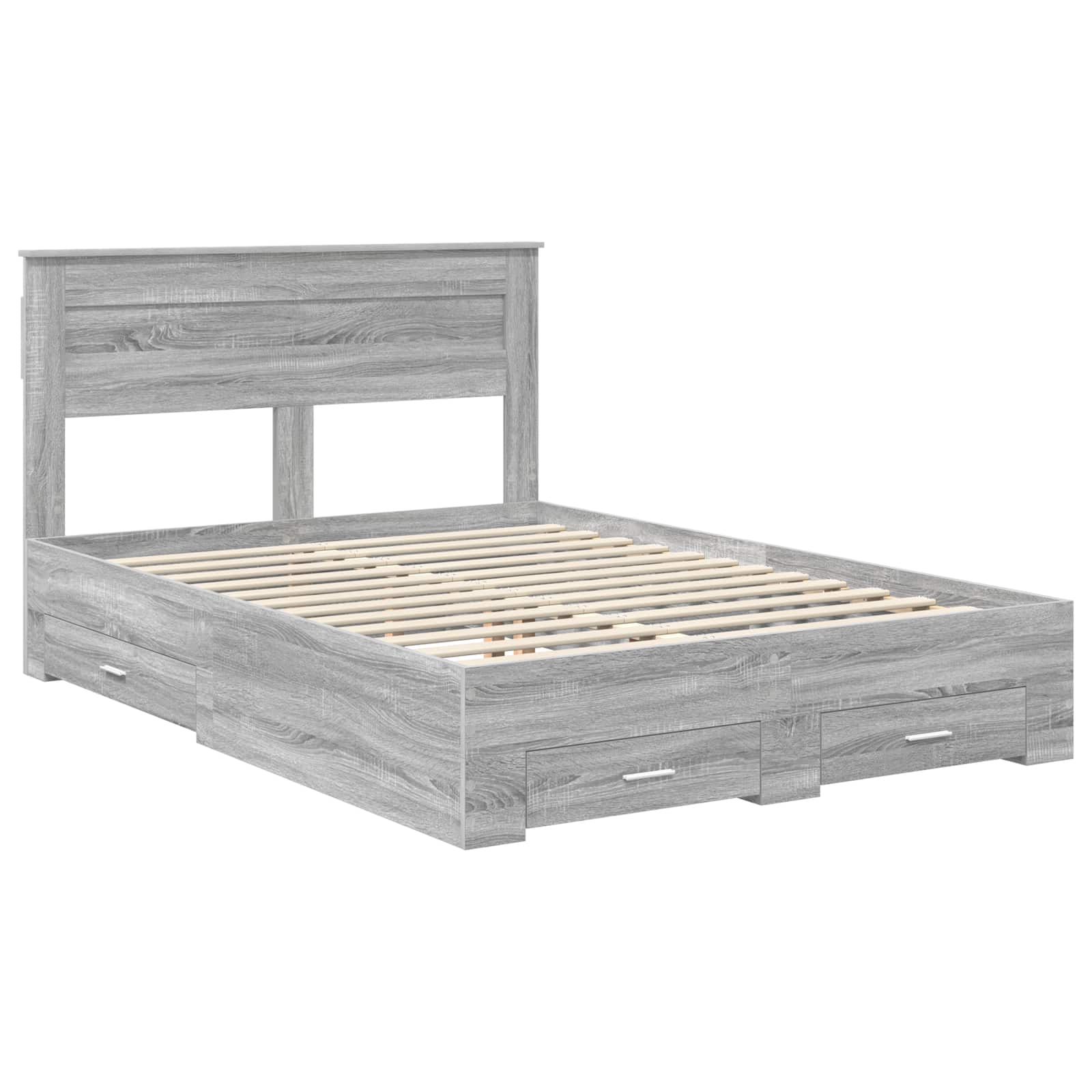 Bedframe met hoofdeinde Grijs Sonoma 150 x 200 cm Bewerkt hout is nu te koop bij PeponiXL, paradijselijk wonen!