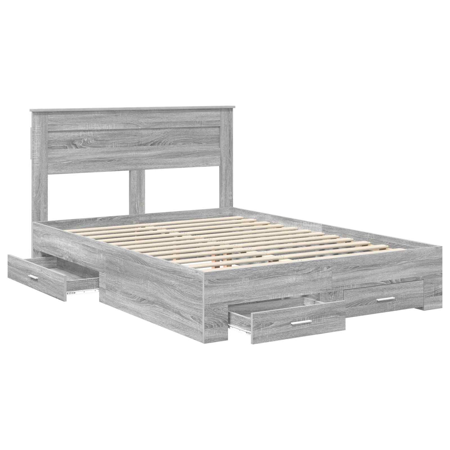 Bedframe met hoofdeinde Grijs Sonoma 150 x 200 cm Bewerkt hout is nu te koop bij PeponiXL, paradijselijk wonen!