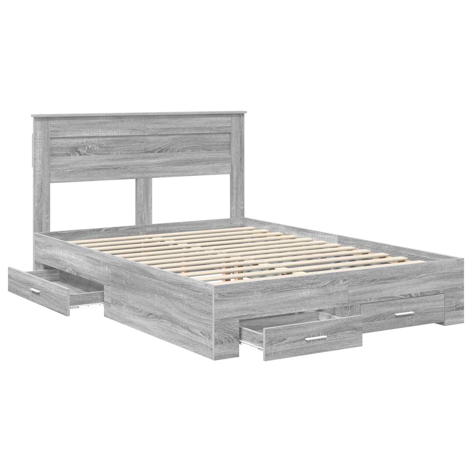 Bedframe met hoofdeinde Grijs Sonoma 150 x 200 cm Bewerkt hout is nu te koop bij PeponiXL, paradijselijk wonen!
