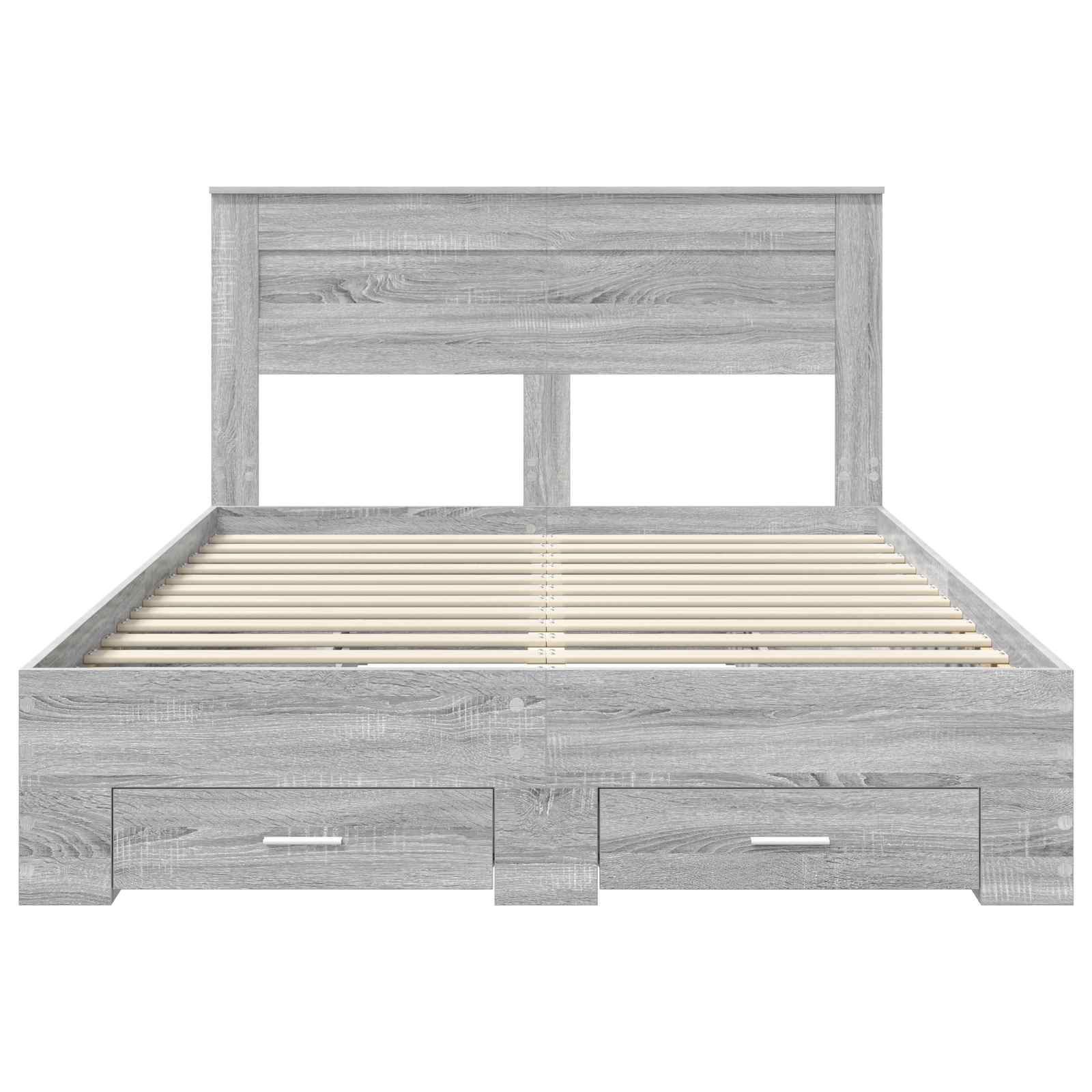 Bedframe met hoofdeinde Grijs Sonoma 150 x 200 cm Bewerkt hout is nu te koop bij PeponiXL, paradijselijk wonen!