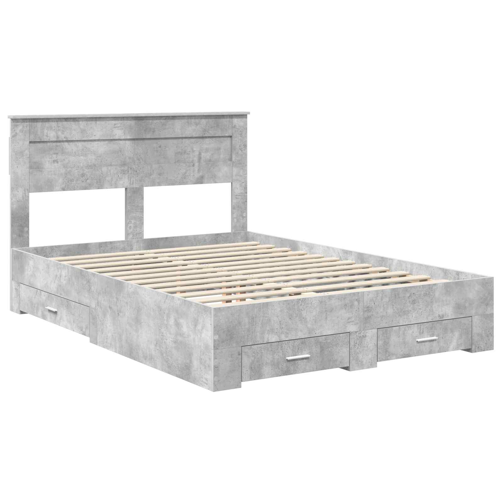 Bedframe met hoofdeinde Beton Grijs 140 x 190 cm Bewerkt hout is nu te koop bij PeponiXL, paradijselijk wonen!