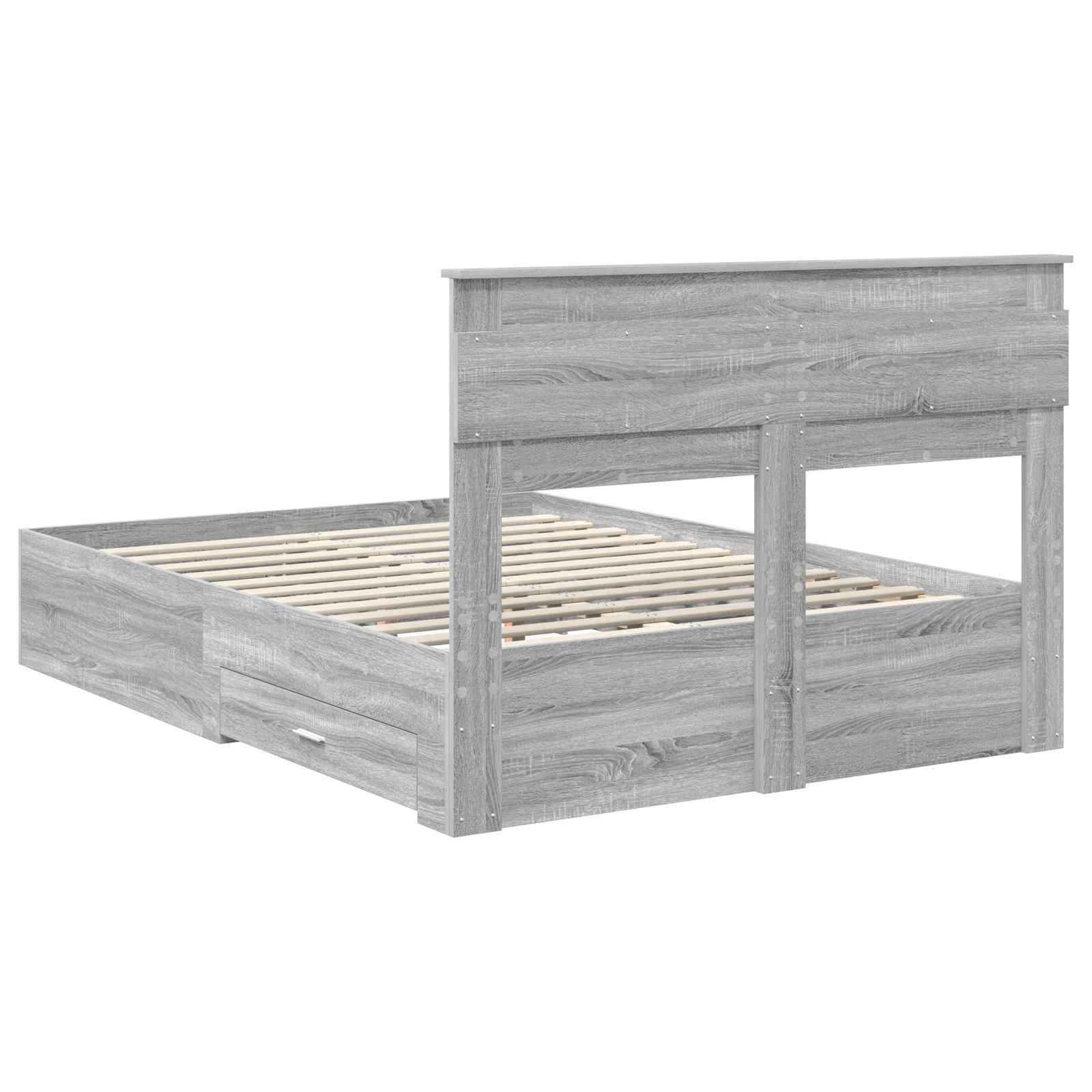Bedframe met hoofdeinde Grijs Sonoma 140 x 190 cm Bewerkt hout is nu te koop bij PeponiXL, paradijselijk wonen!