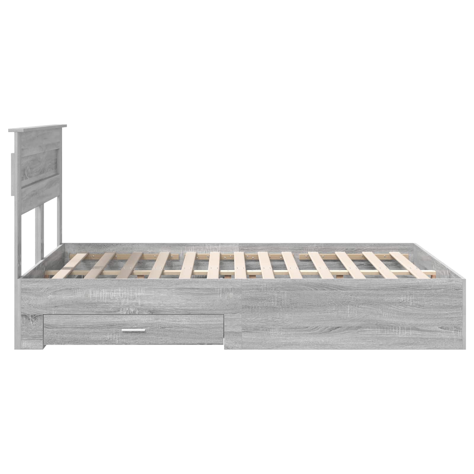Bedframe met hoofdeinde Grijs Sonoma 140 x 190 cm Bewerkt hout is nu te koop bij PeponiXL, paradijselijk wonen!