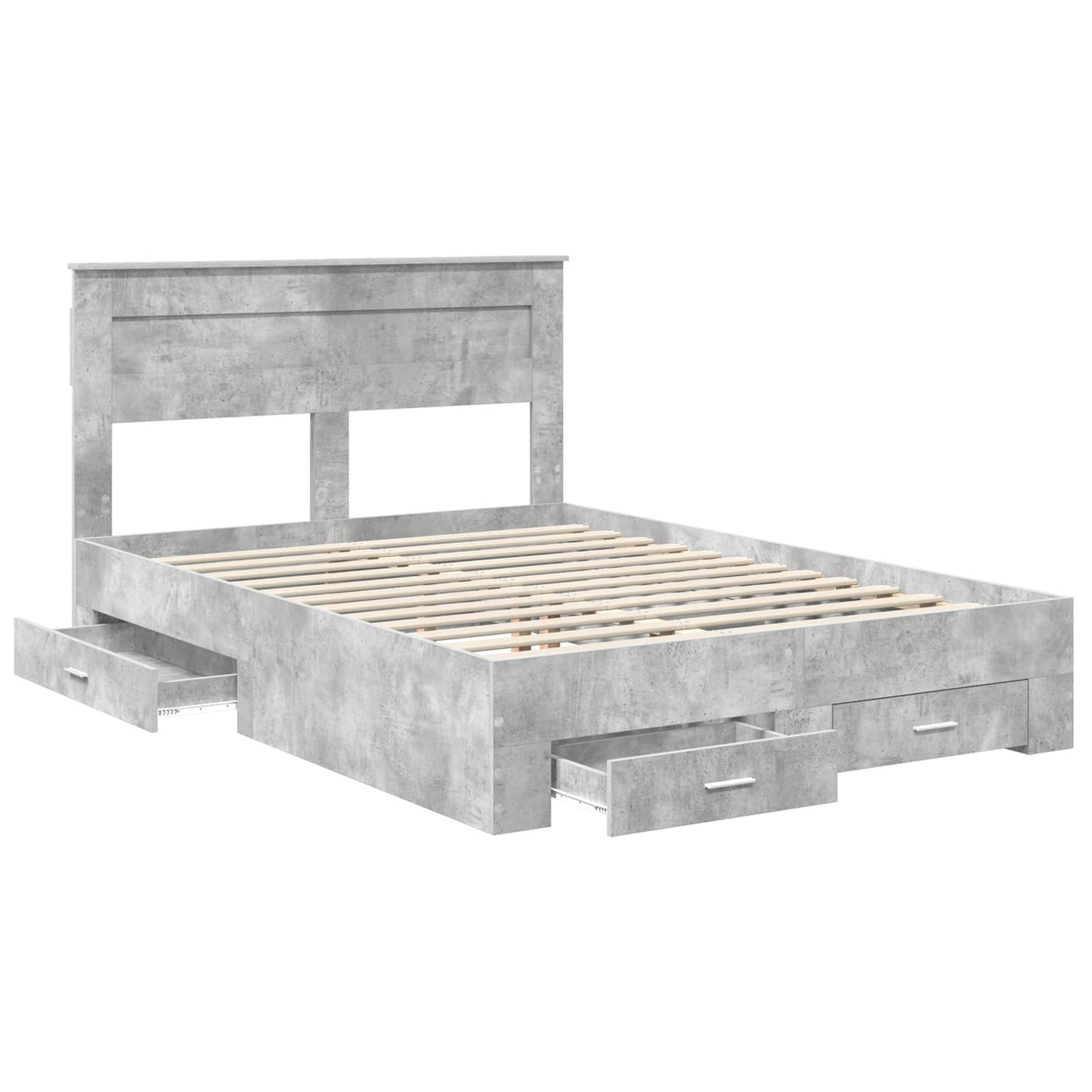 Bedframe met hoofdeinde Beton Grijs 140 x 200 cm Bewerkt hout is nu te koop bij PeponiXL, paradijselijk wonen!