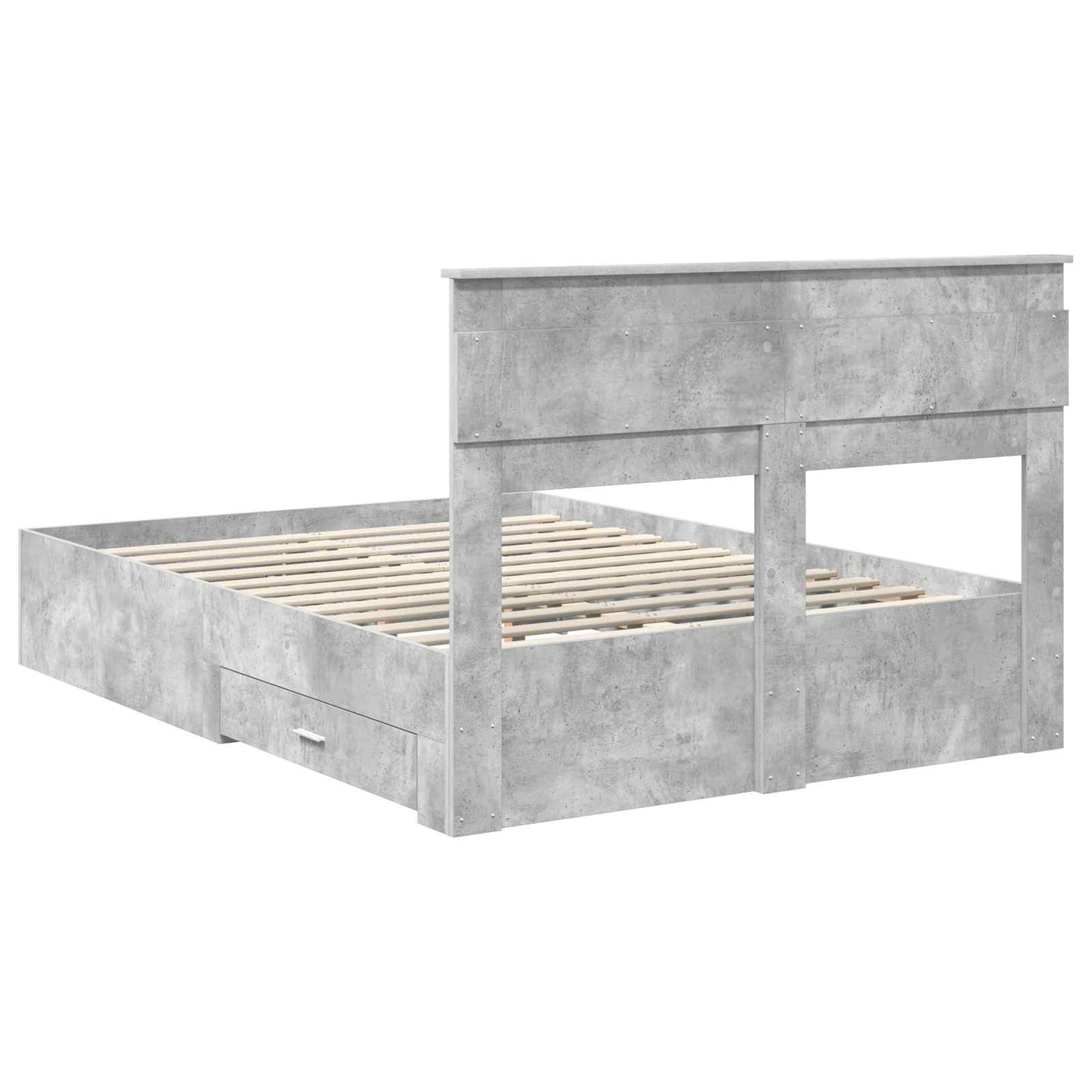 Bedframe met hoofdeinde Beton Grijs 140 x 200 cm Bewerkt hout is nu te koop bij PeponiXL, paradijselijk wonen!